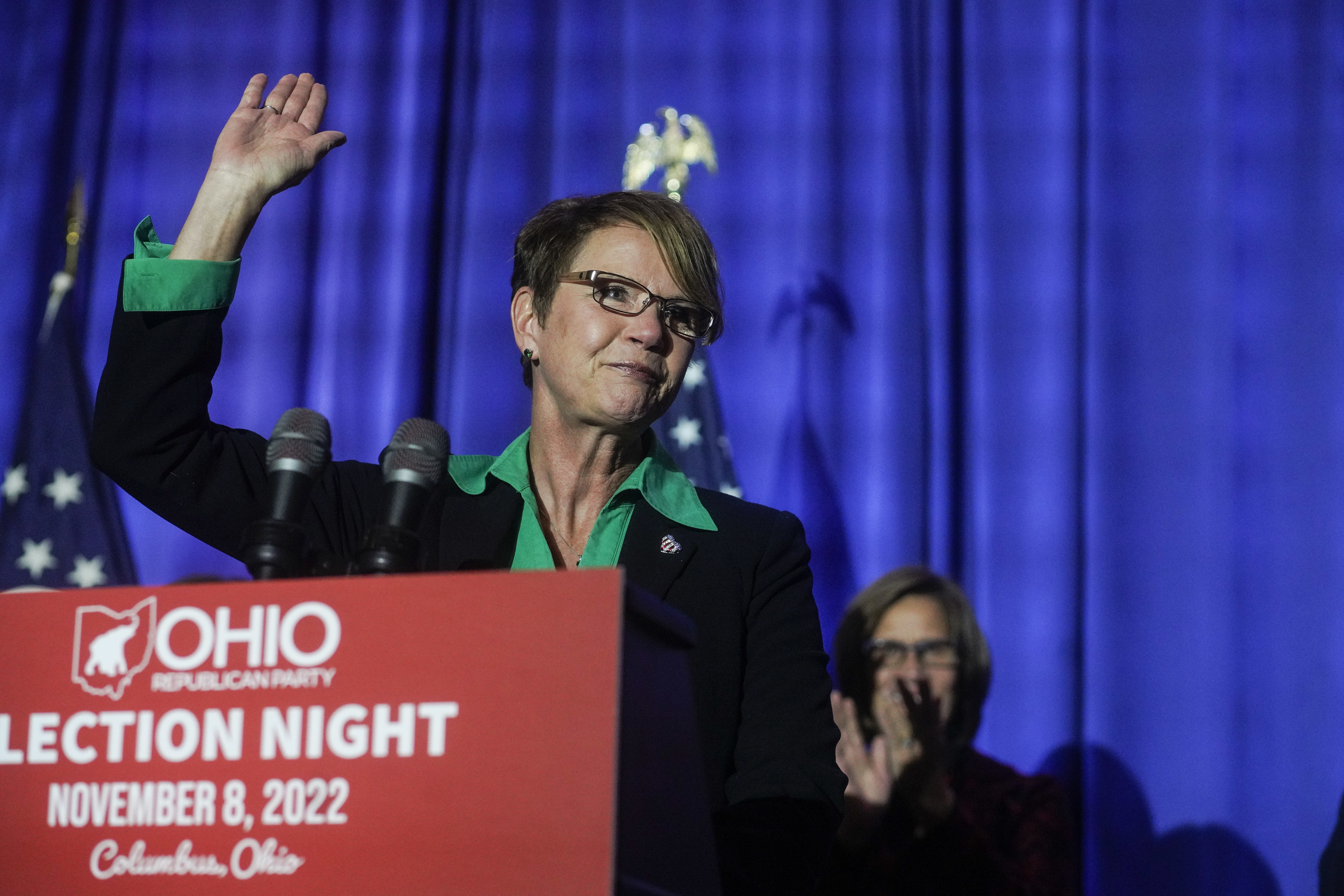 Republican state Supreme Court Justice Sharon Kennedy speaks to supporters at an election watch party at the Renaissance Hotel on Nov. 8, in Columbus, Ohio. Kennedy was reelected to the court, this time as its chief justice. (Getty Images)
