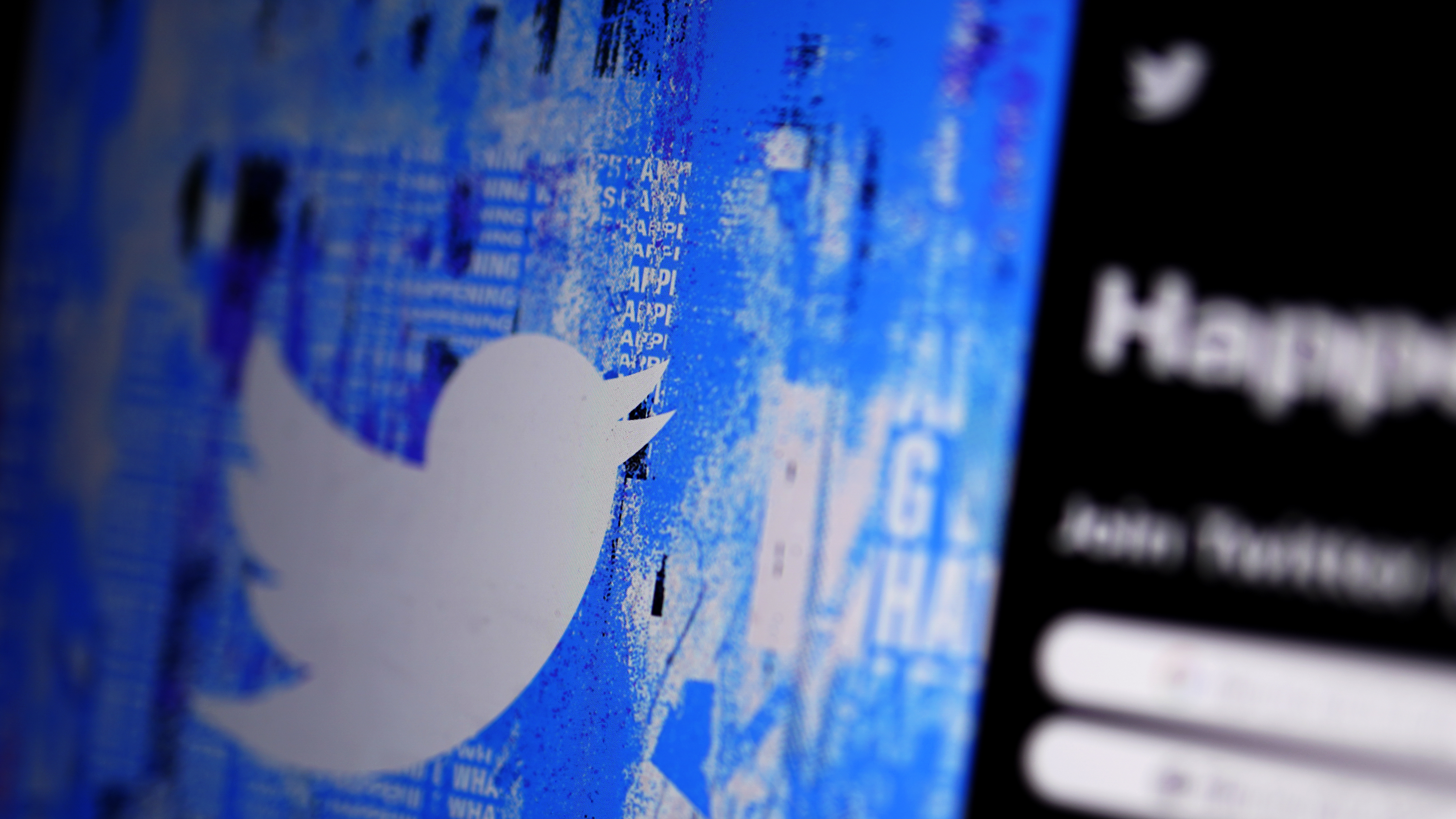 The Twitter splash page is seen on a digital device, in April. New Twitter owner Elon Musk says he is granting "amnesty" for suspended accounts, which online safety experts predict will spur a rise in harassment, hate speech and misinformation.
