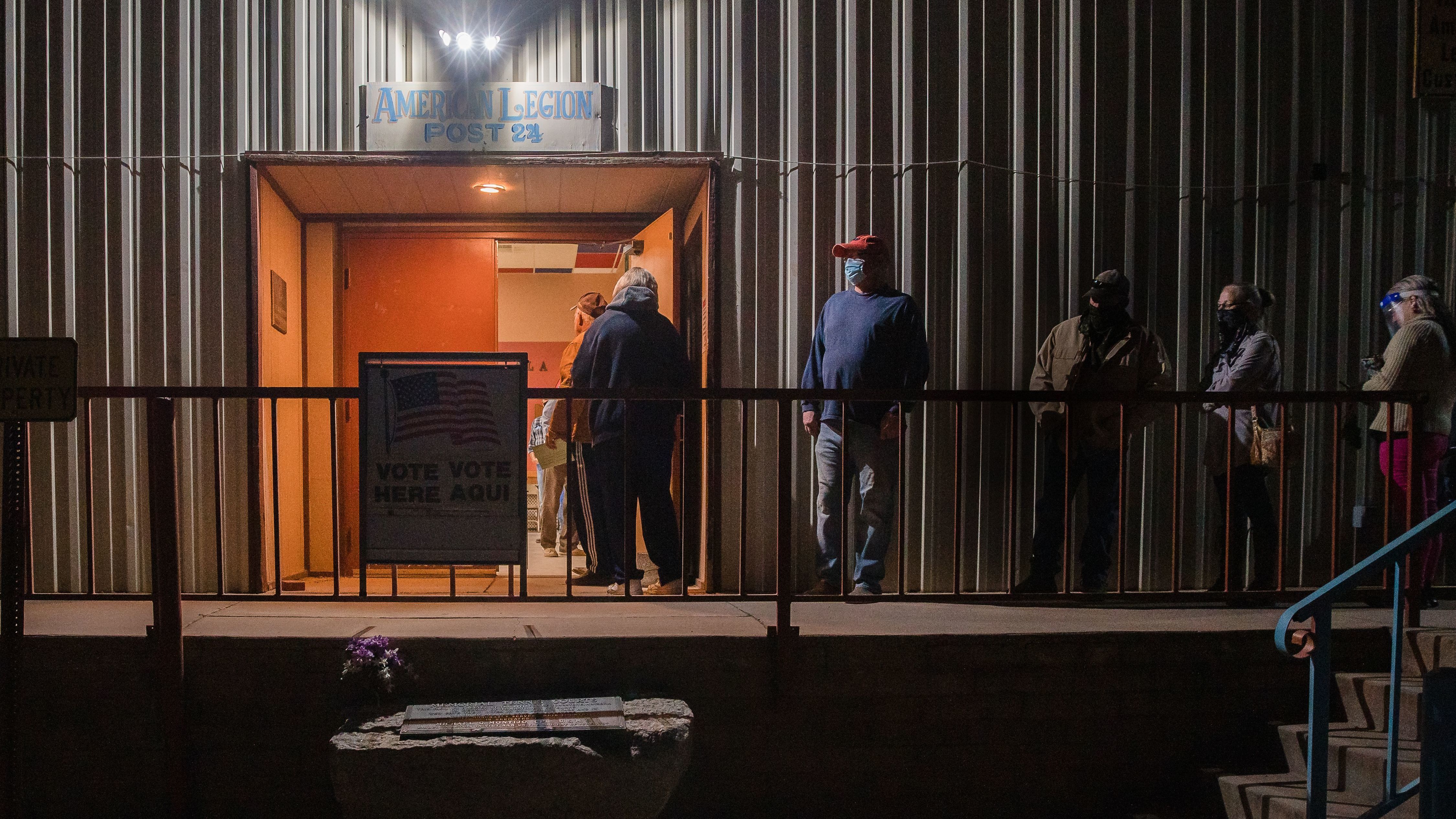 People wait in line to vote on Election Day 2020 in Tombstone, Ariz., in Cochise County. The county's Republican-led leadership has voted to delay certifying its 2022 election results, despite a state deadline on Monday. (AFP via Getty Images)