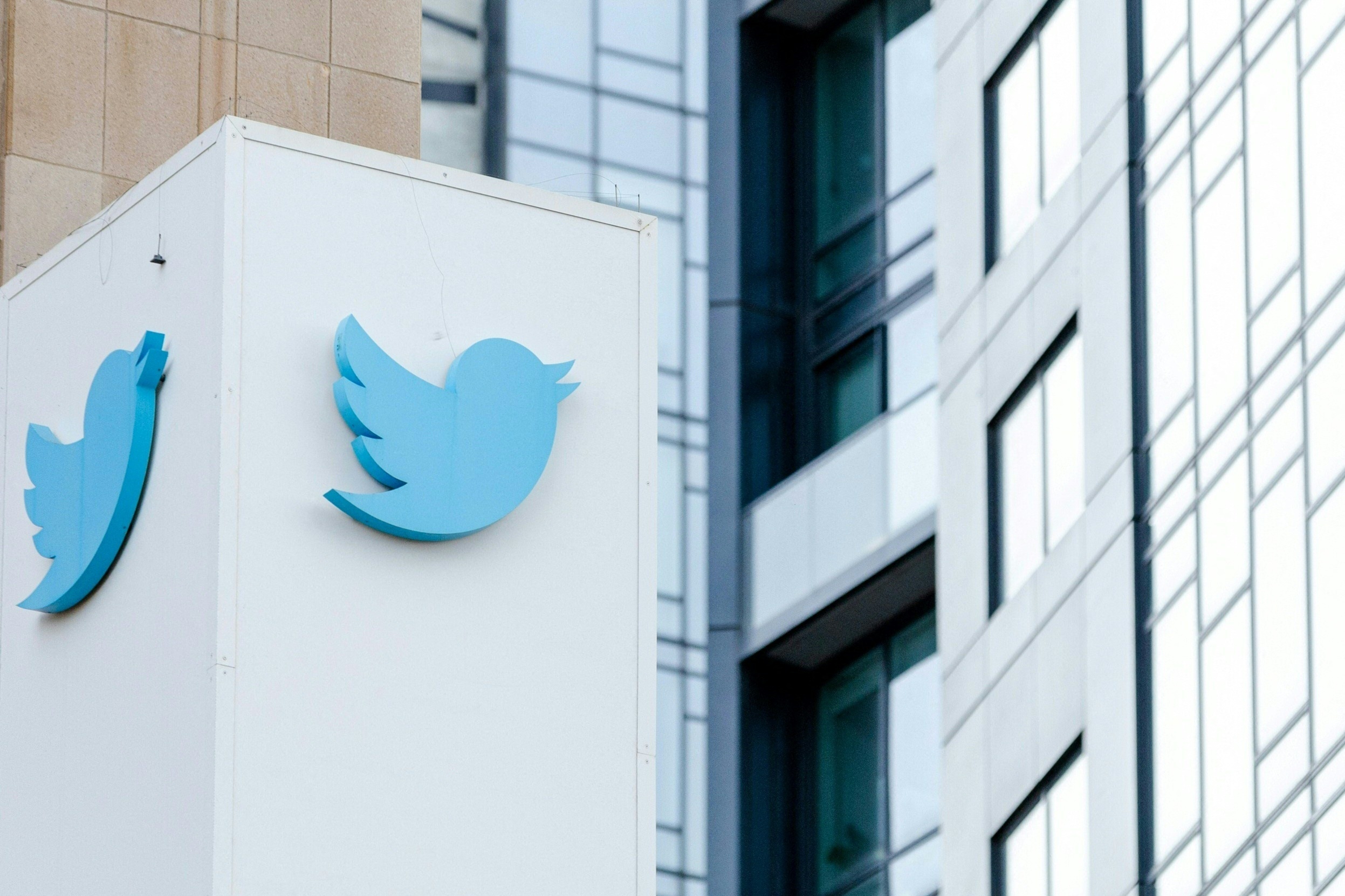 The outside of Twitter's headquarters in San Francisco last month. The upheaval at the influential social media company threatens to make political violence worse around the world, according to human rights activists. (AFP via Getty Images)