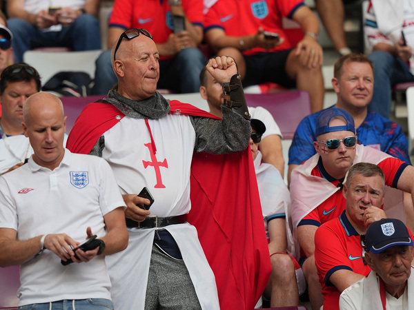 Supporters of England prior to the FIFA World Cup Qatar 2022 Group B match between England and Iran at Khalifa International Stadium in Doha, Qatar, on Nov. 21, 2022.