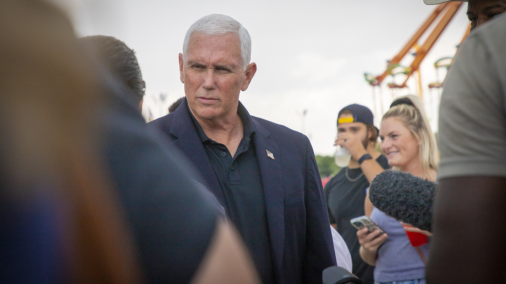 Former Vice President Mike Pence campaigns for Sen. Chuck Grassley at the Iowa State Fair in Des Moines, Iowa on August 19, 2022. (Iowa Public Radio)
