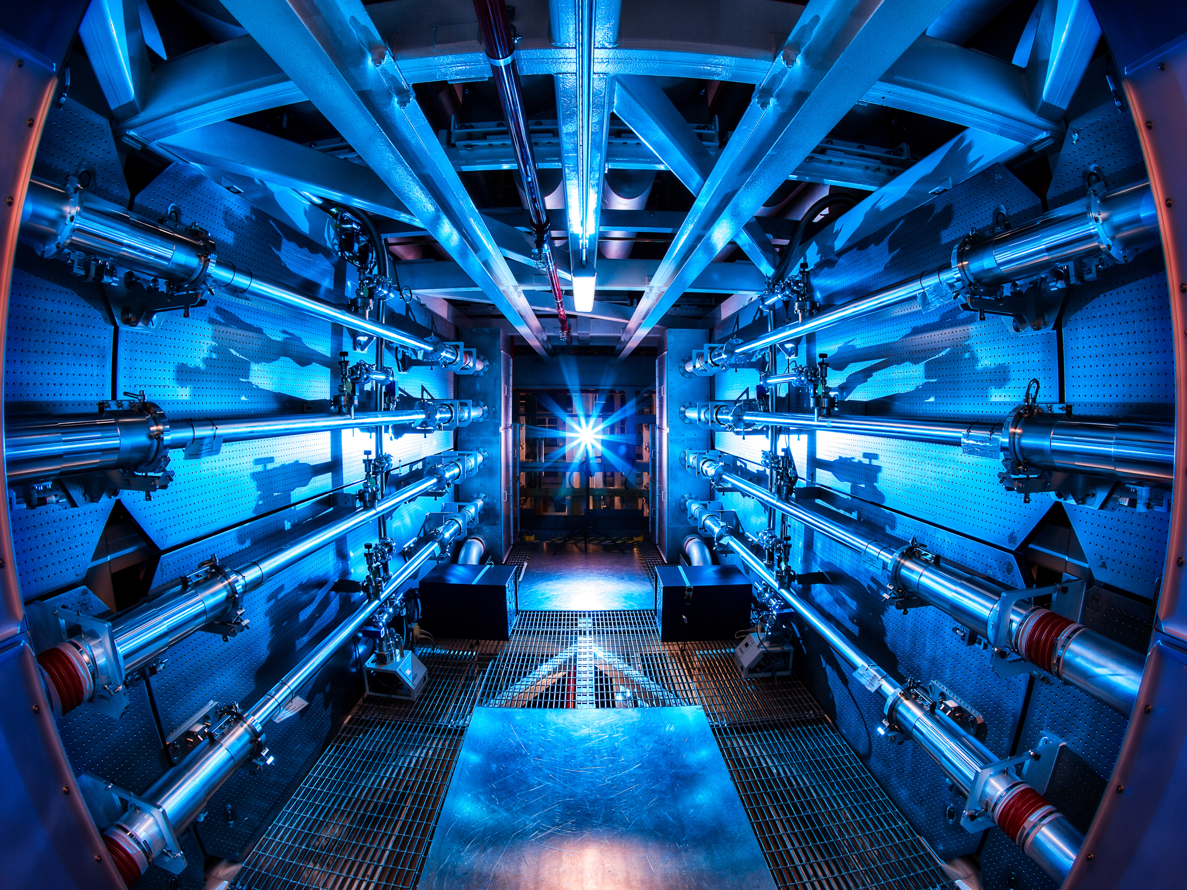 The multi-billion dollar National Ignition Facility has used 192 laser beams to create net energy from a tiny pellet of nuclear fuel. (LLNL/NNSA)