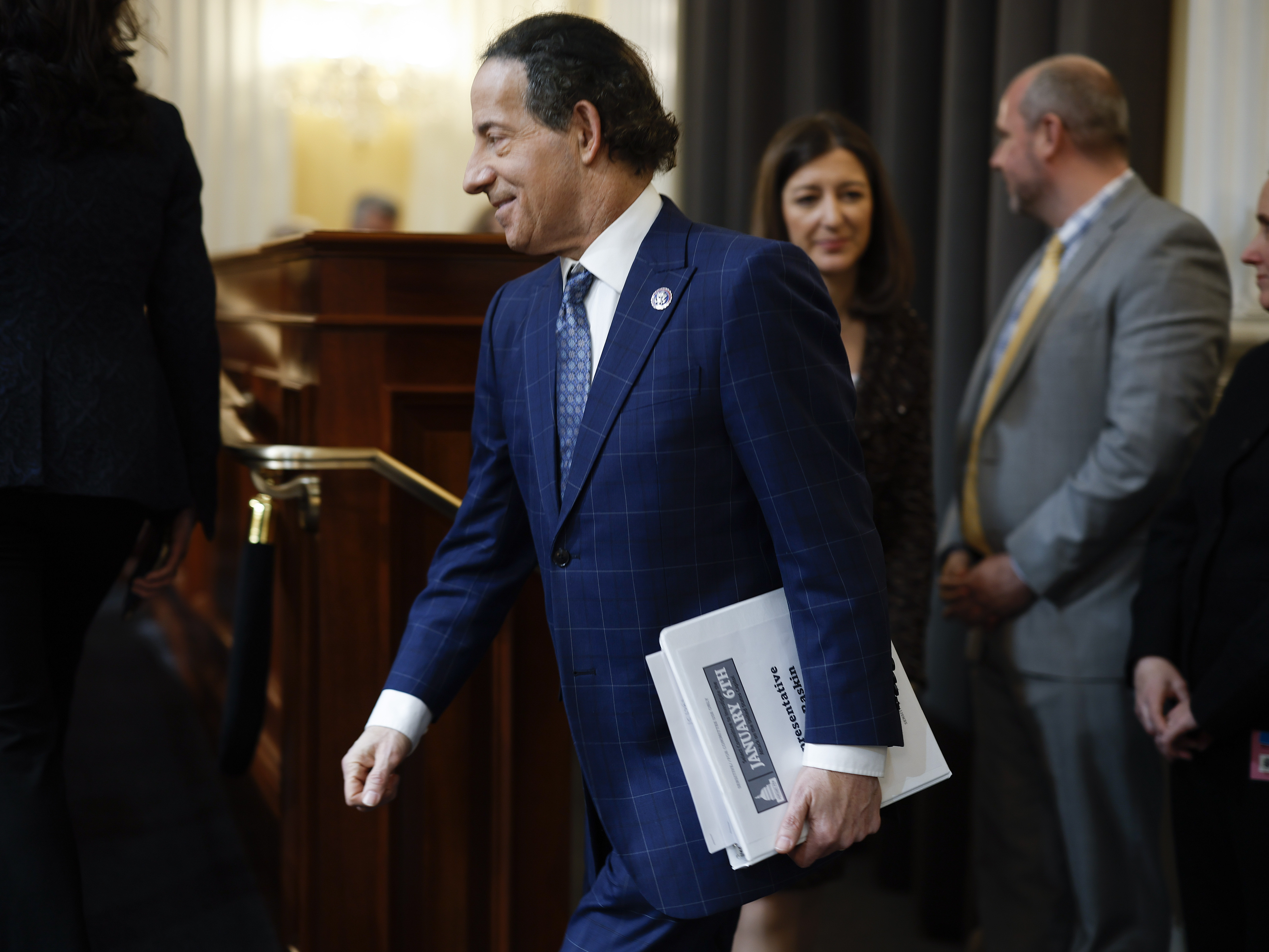 Rep. Jamie Raskin, D-Md., arrives at the final meeting of the Jan. 6 committee on Capitol Hill on Monday. (Getty Images)