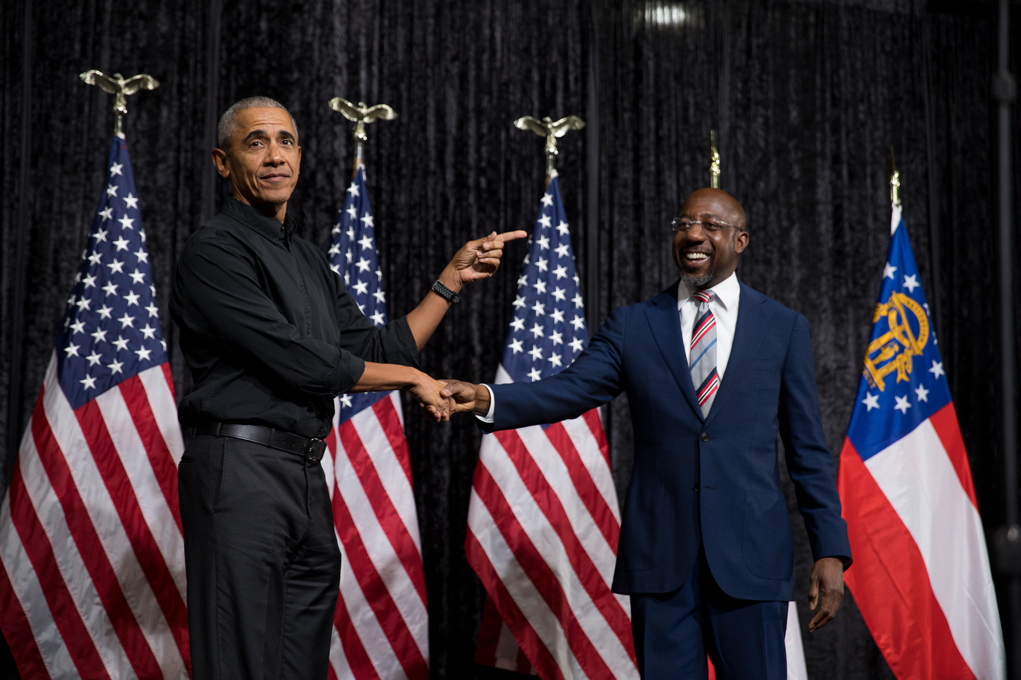 Former President Barack Obama campaigns for Georgia Senator Raphael Warnock in Atlanta on Dec. 1 2022, ahead of Georgia's senate runoff. Warnock faced Republican Football icon Herschel Walker, who was endorsed by Former President Donald Trump. Full story here.