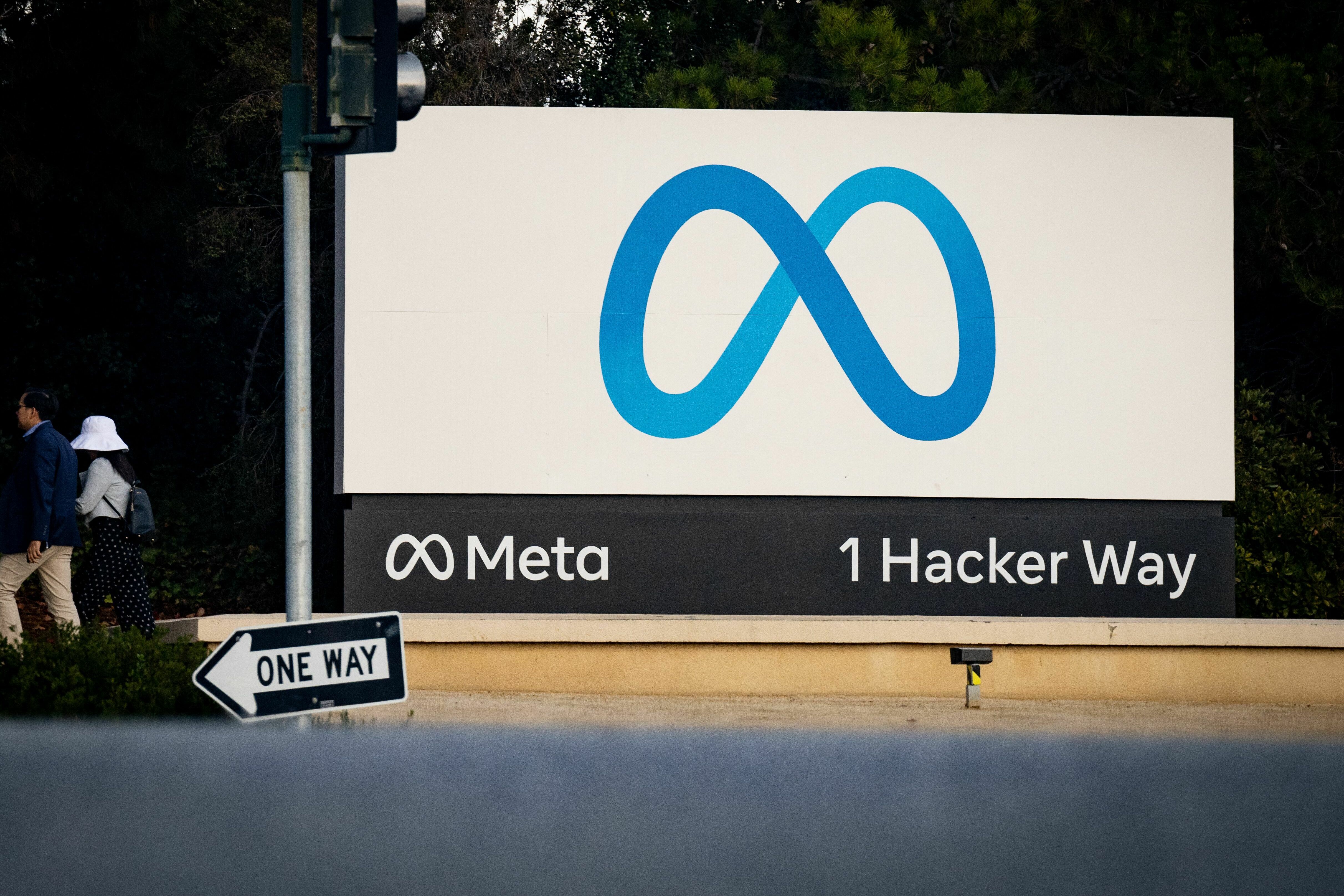 Meta corporate headquarters in Menlo Park, Calif. on Nov. 9, 2022. The company announced plans last month will lay off more than 11,000 of its staff in response to a decline in revenue. (AFP via Getty Images)