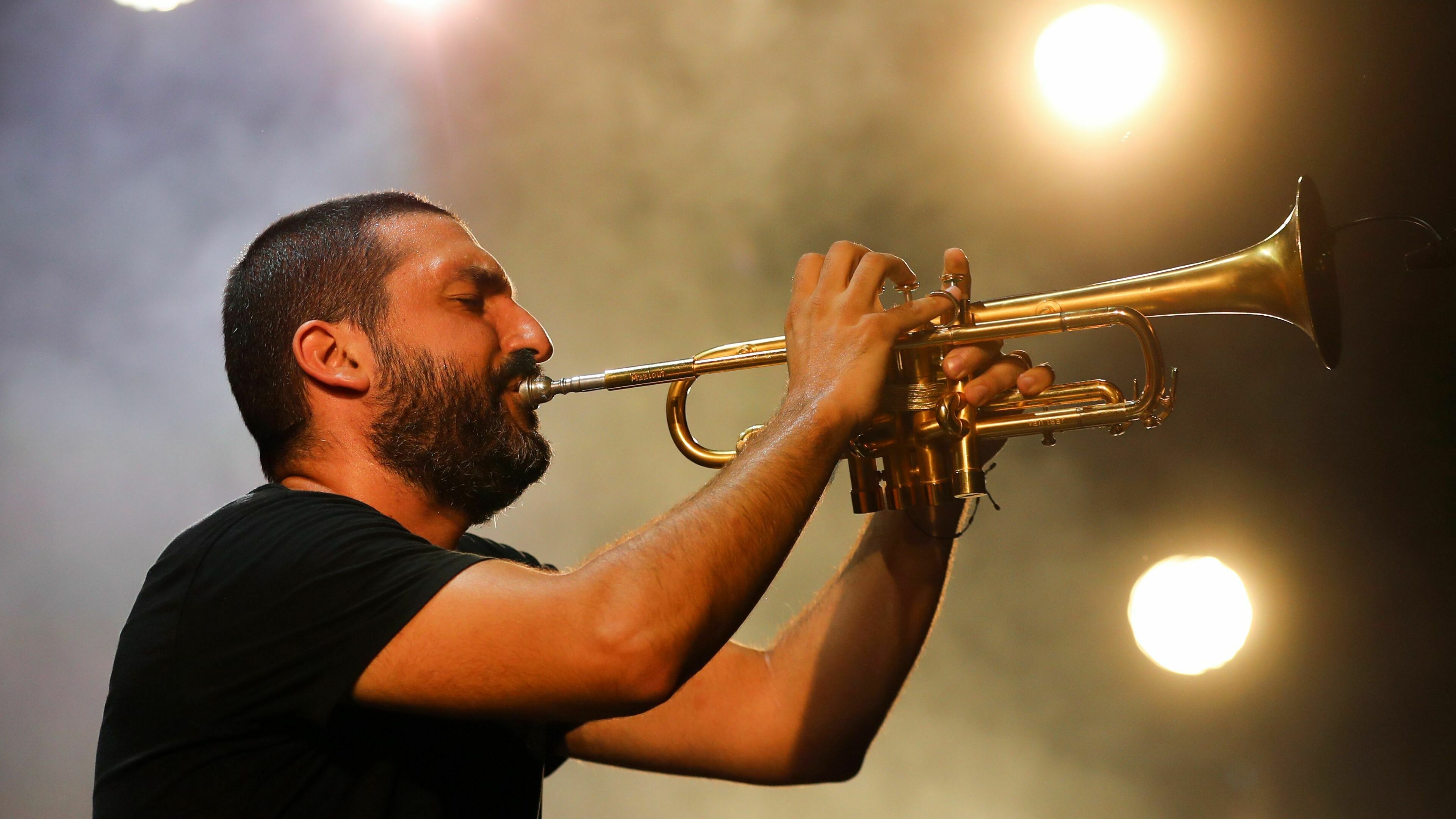 French-Lebanese trumpeter Ibrahim Maalouf performs during the Nice Jazz Festival in southeastern France in July 2019.