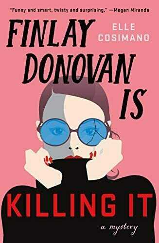 Pink book cover with graphic of women with blue sunglasses and red nails pulling up a turtleneck. Title in black and red bold font.