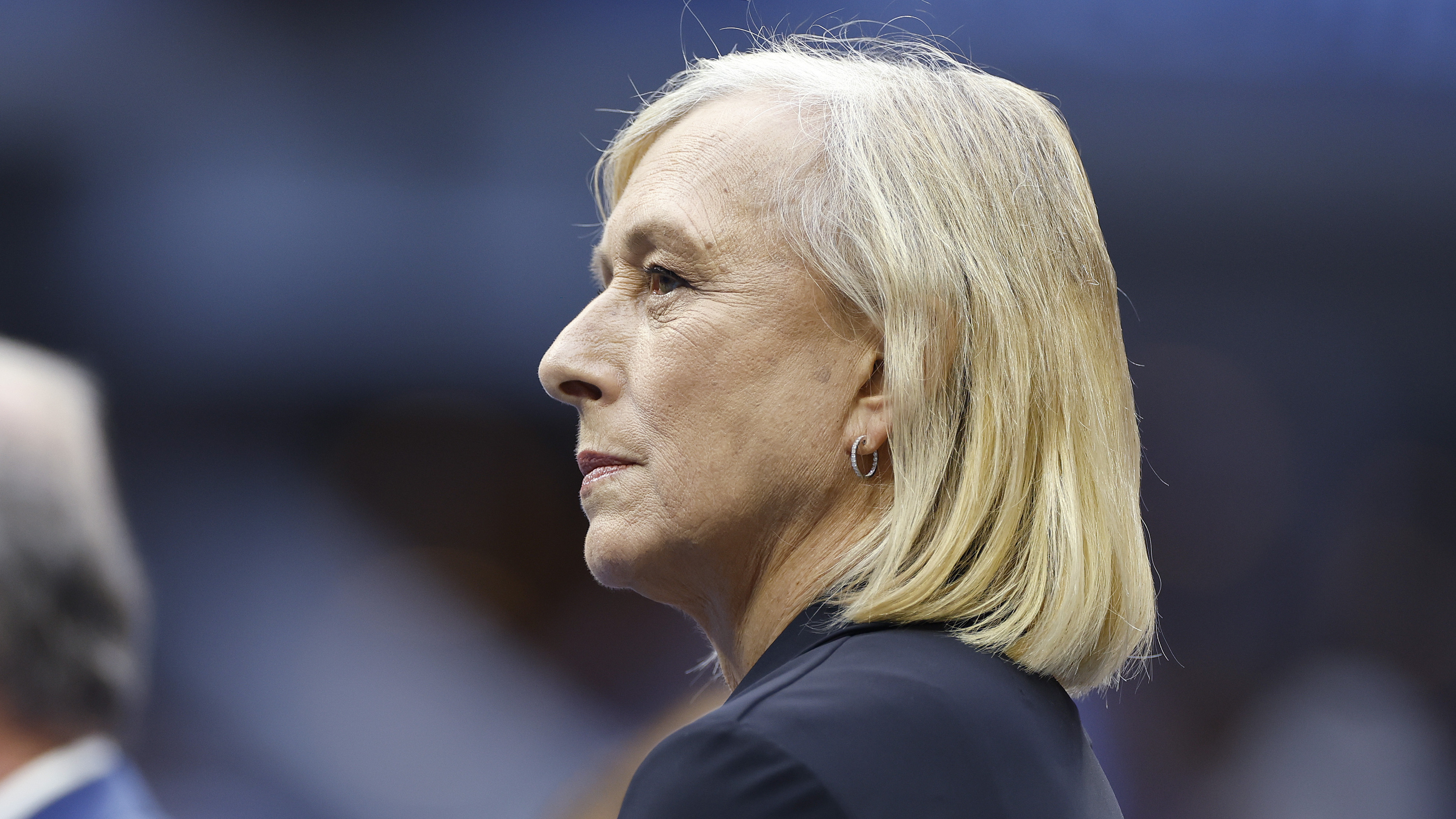 Martina Navratilova looks on after the Women