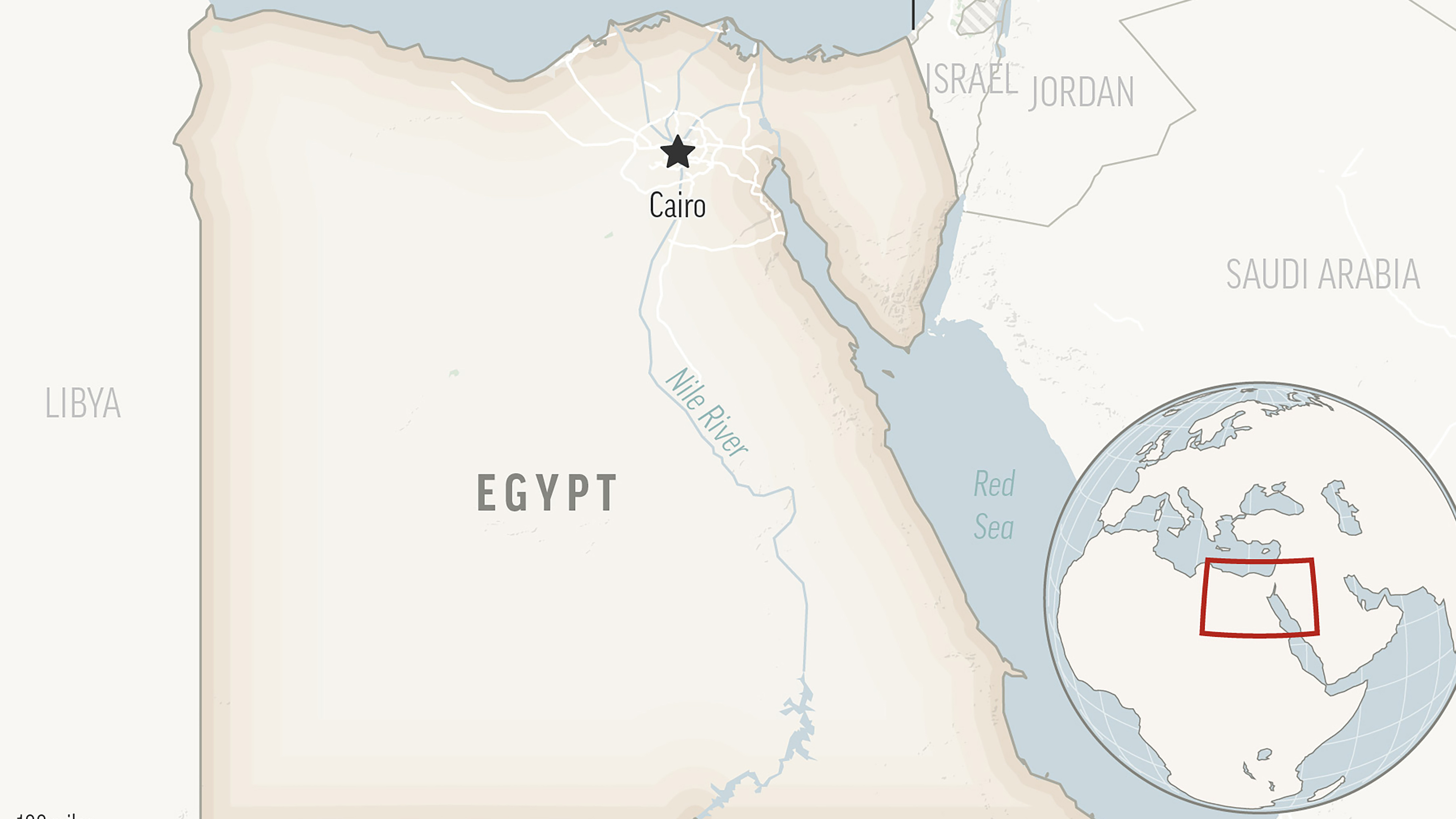 This is a locator map for Egypt with its capital, Cairo.