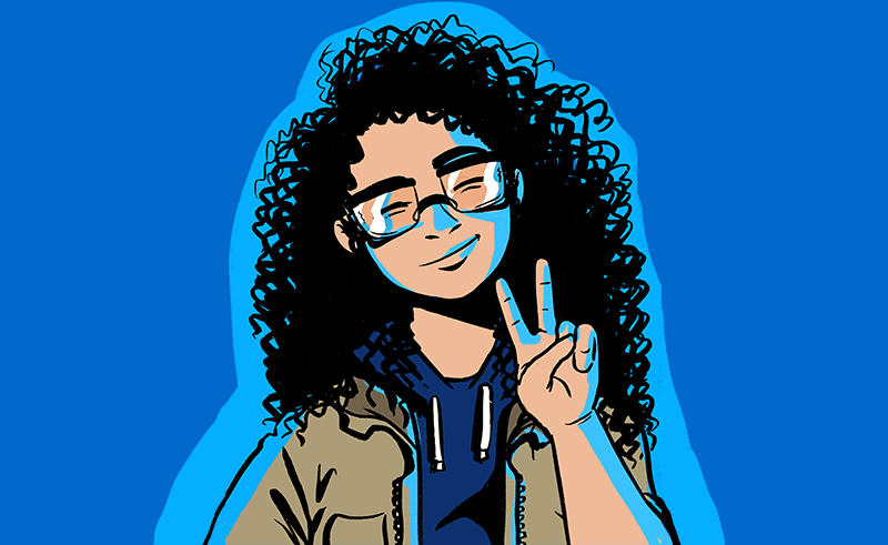 An self-portrait of Deena Mohamed, author of the graphic novel <em>Shubeik Lubeik — </em>a fantasy story of making wishes in modern-day Egypt. (Deena Mohamed)