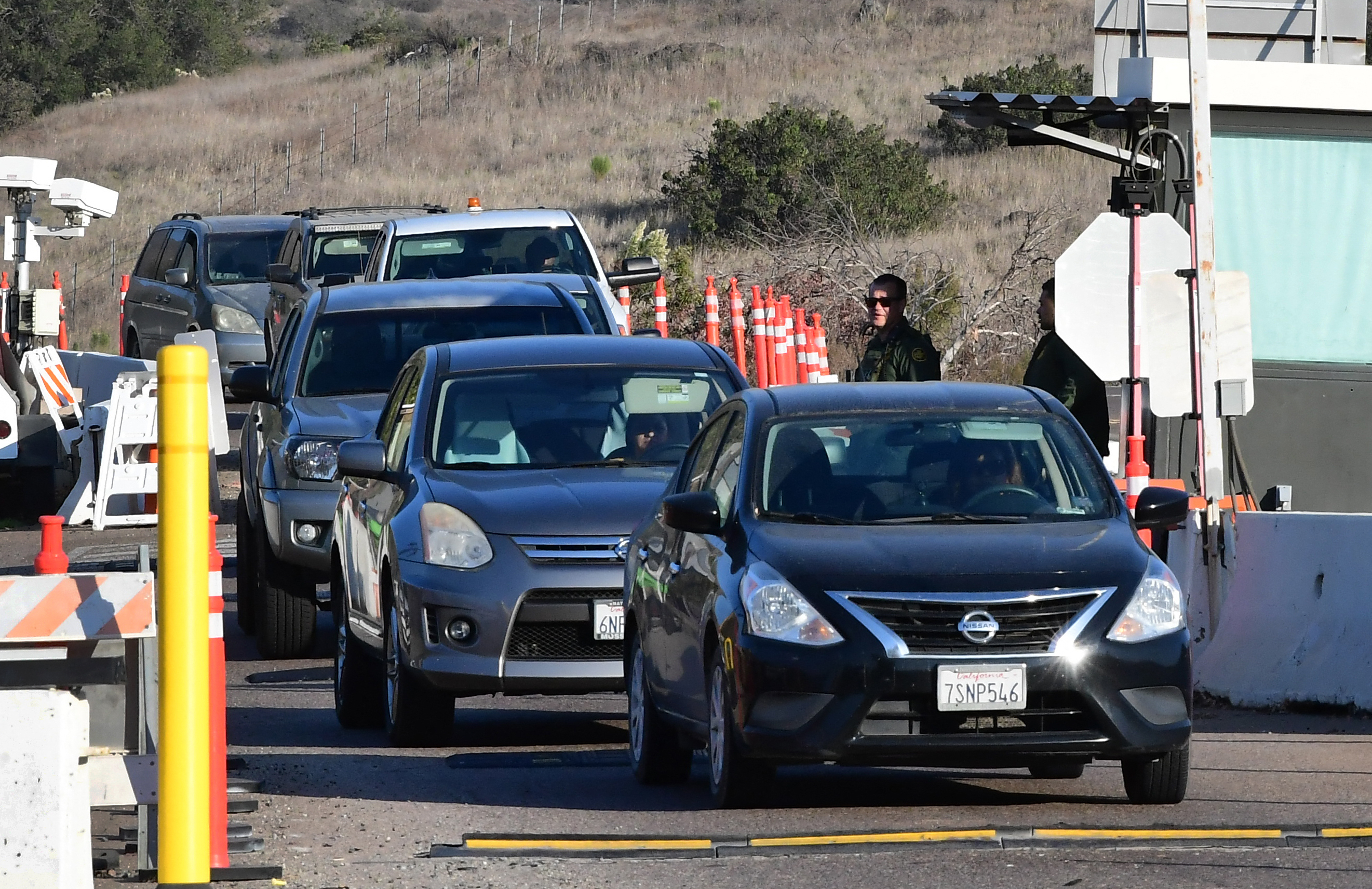 The U.S-Mexico border crossing in Jamul, Calif., on Nov. 8. Border Patrol agents are reporting a spike in travelers attempting to smuggle eggs into the United States from Mexico. (AFP via Getty Images)