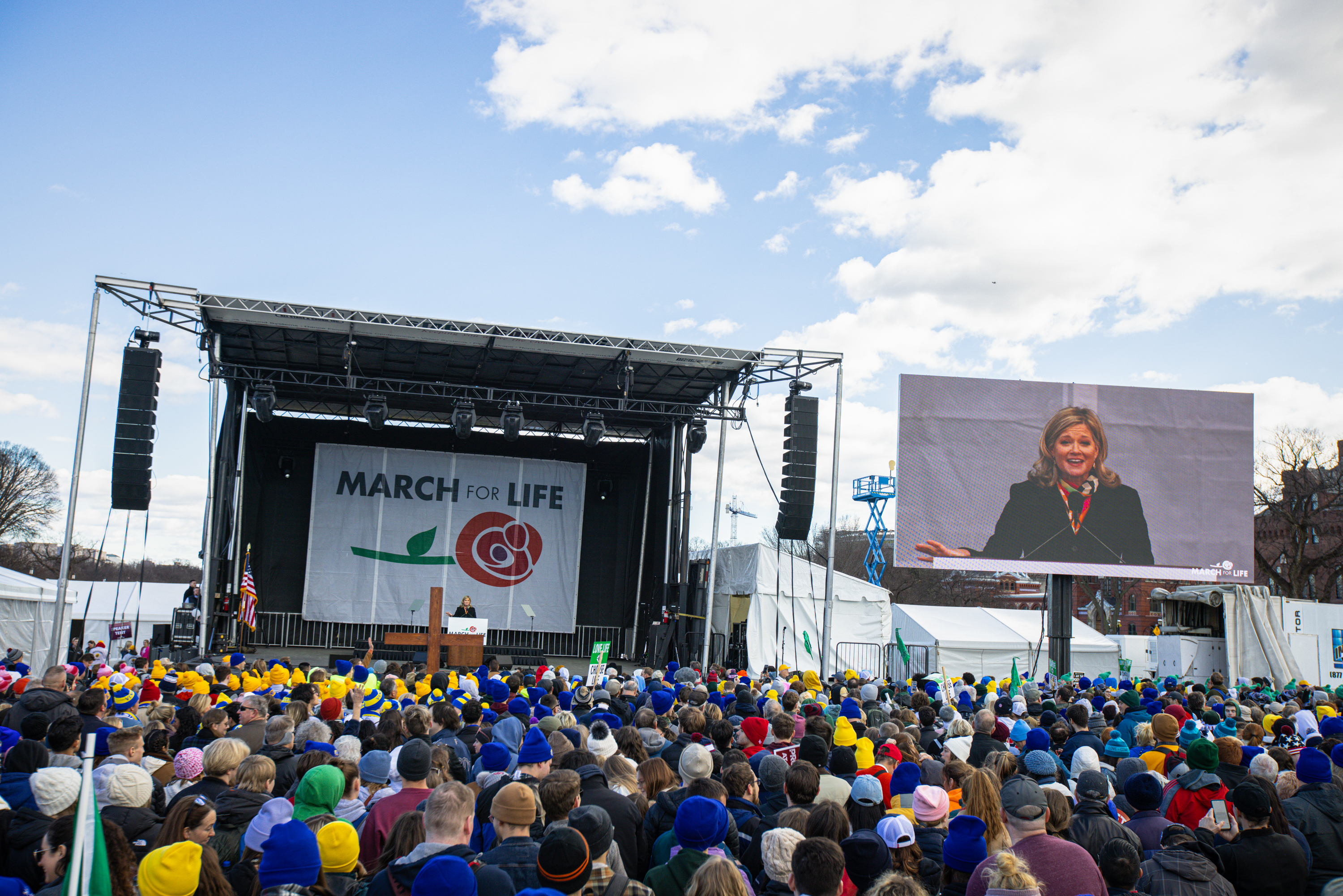 At the first March for Life post-Roe, anti-abortion activists say fight isn't over 1 January 20, 2023, Washington D.C. Jeanne Mancini speaking at the annual ''March For Life'', seven months after the Supreme Court overturned Roe v Wade .