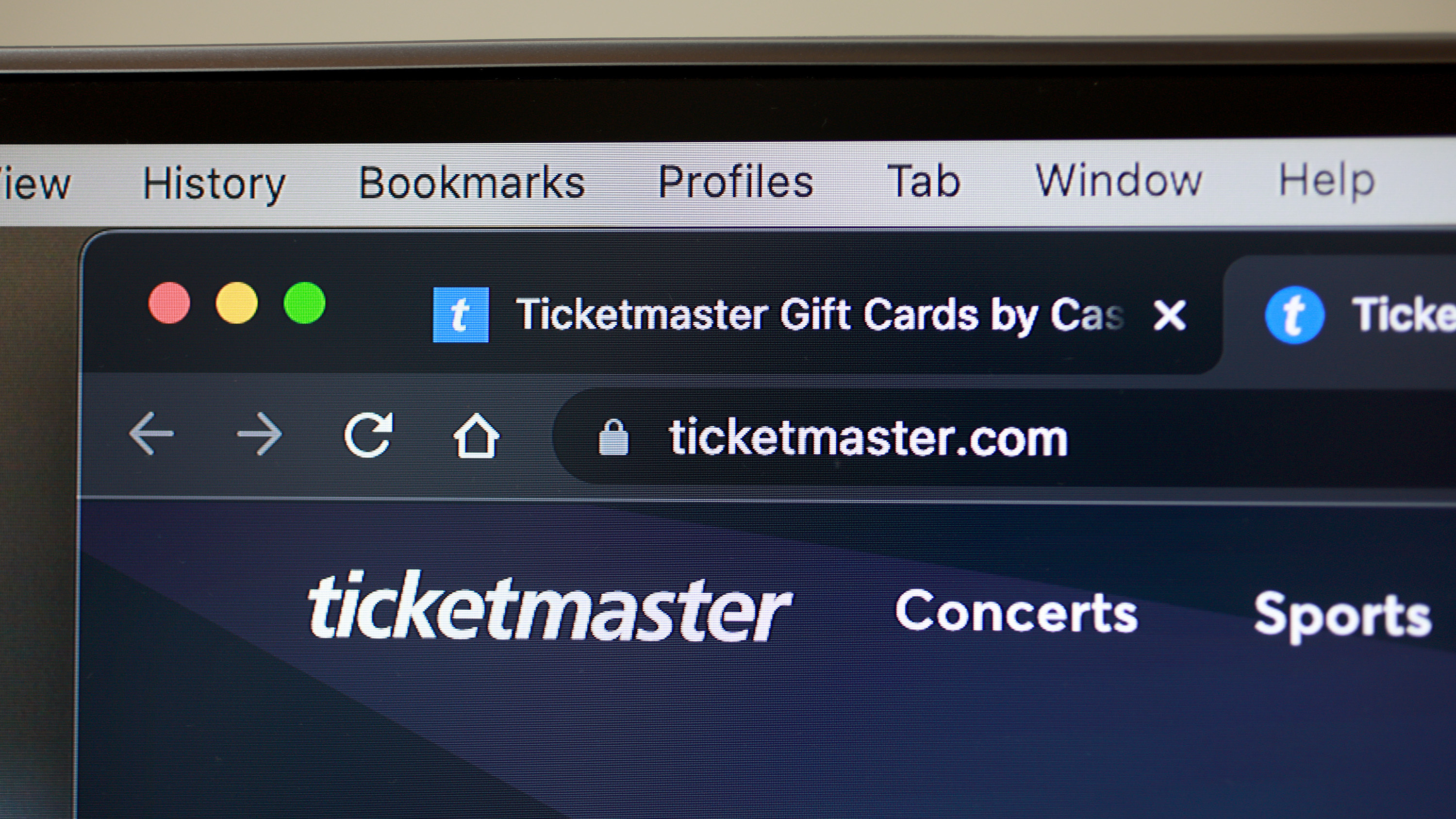 A ticketmaster website is shown on a computer screen in November, the month that Taylor Swift concern tickets went on presale.