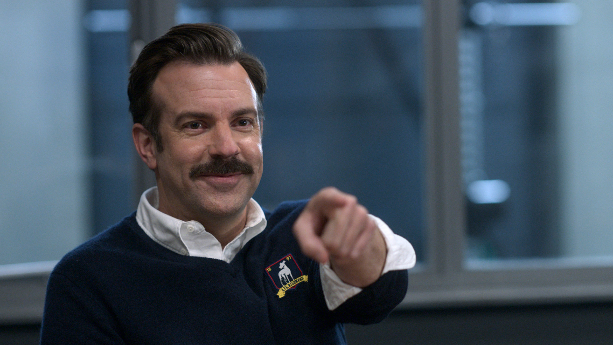 Ted Lasso (Jason Sudeikis) is back in a second season of the Emmy-nominated series, in Sudeikis' Golden-Globe-winning role. (Apple TV)