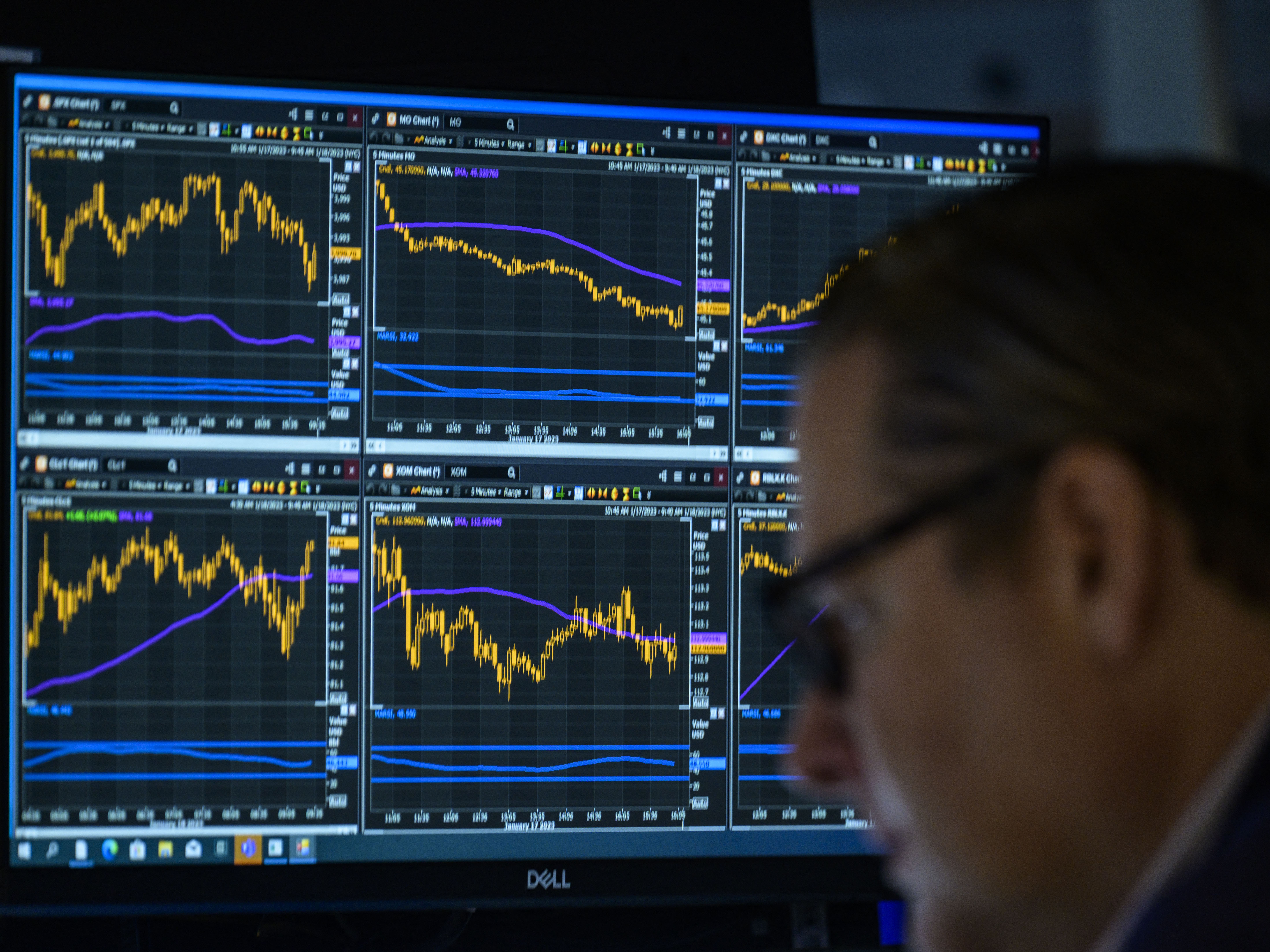 Traders work on the floor of the New York Stock Exchange in New York City on Jan. 18, 2023. Stocks have rallied this year on hopes about the economy, but some fear that optimism is misplaced. (AFP via Getty Images)