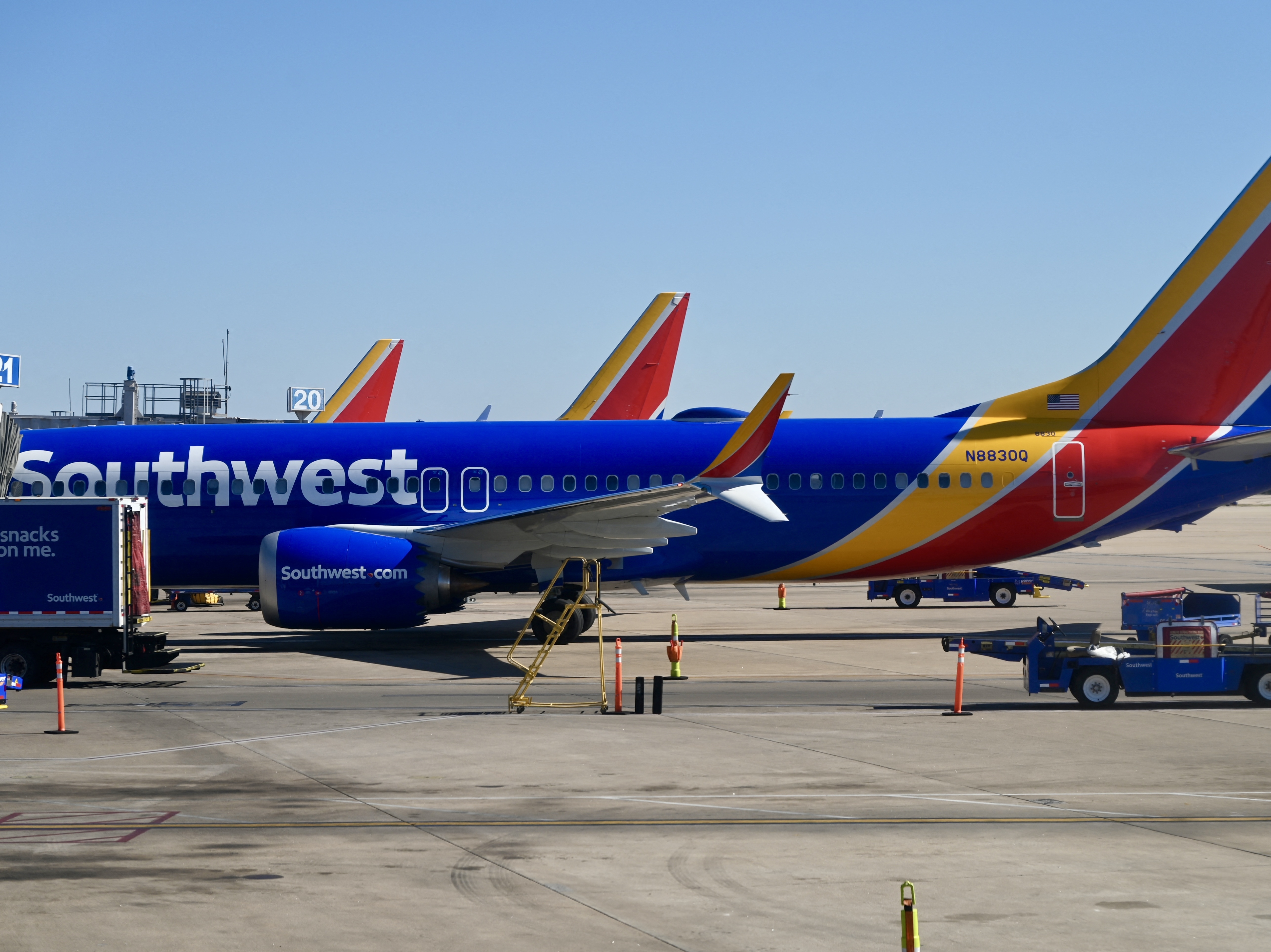 Southwest Airlines planes are seen at the Austin Bergstrom International Airport in Austin, Texas on Jan. 22. (AFP via Getty Images)