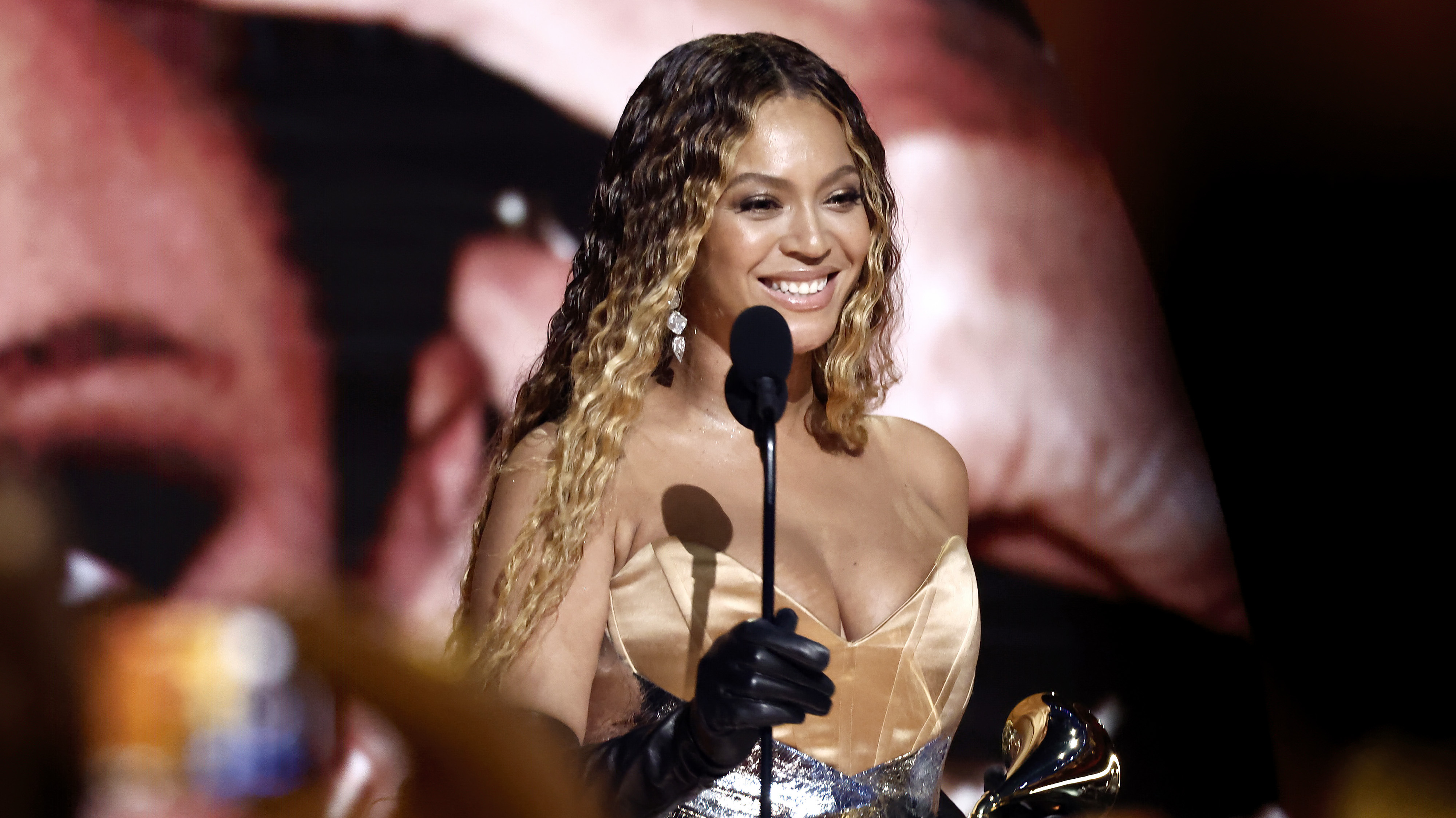 Beyoncé accepts best dance/electronic music album for RENAISSANCE during the 65th Grammy Awards in Los Angeles Sunday. The prize gave her 32 Grammys, the most of any artist in the awards' history.