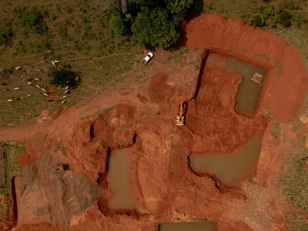 An illegal gold mine in Brazil.