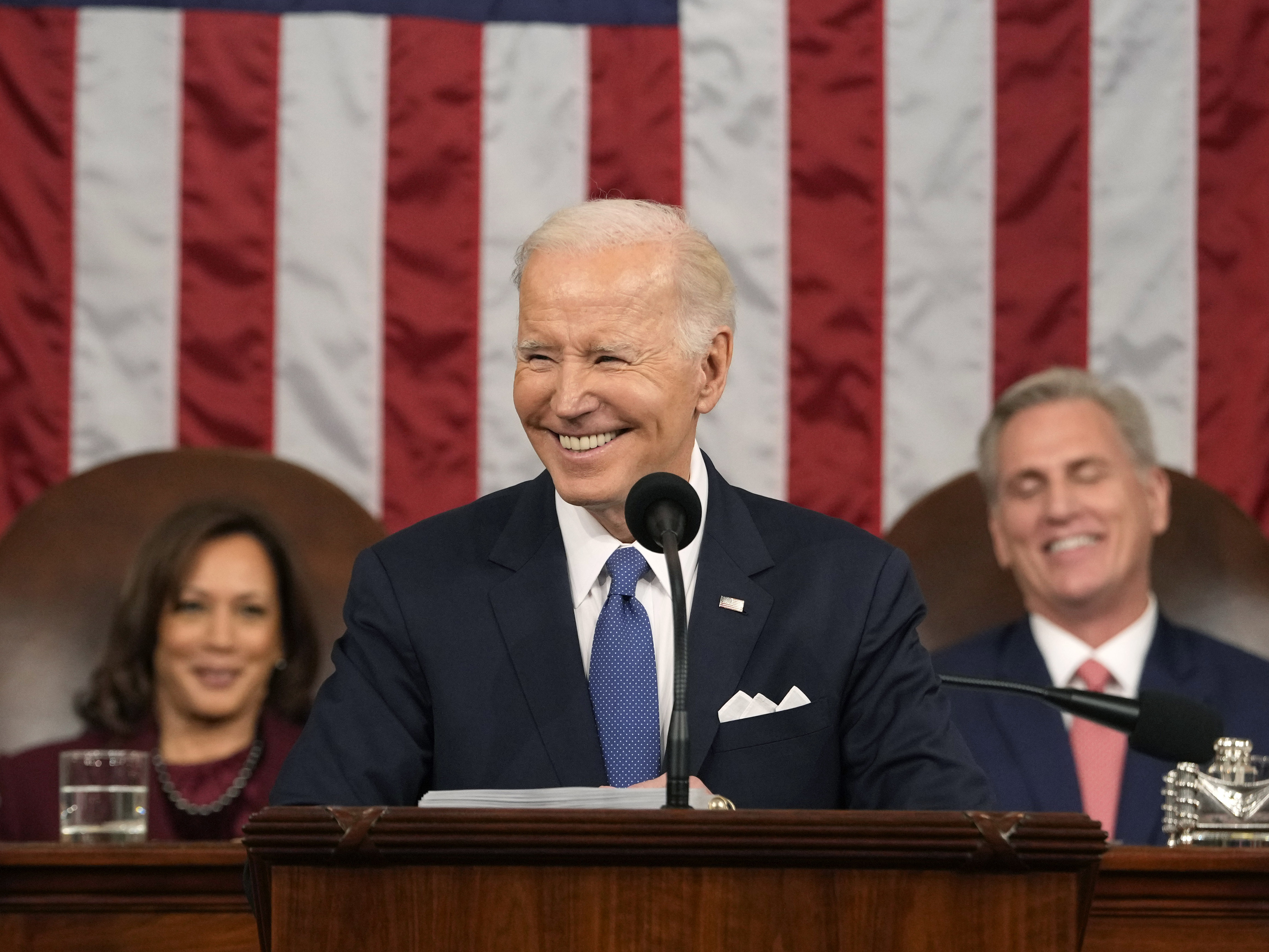 President Biden delivers the State of the Union address on Feb. 7. (Getty Images)