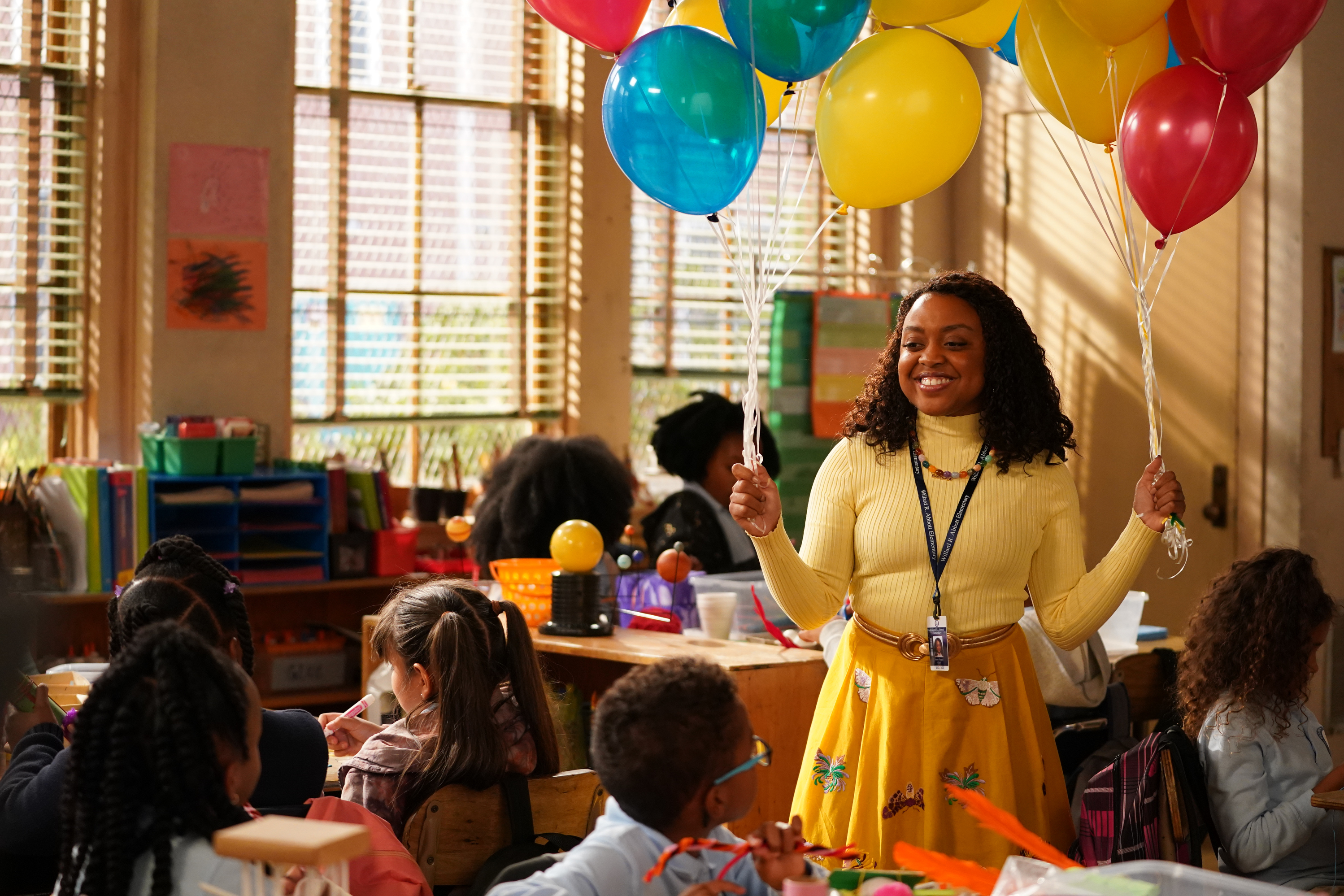 Quinta Brunson plays Janine, <em>Abbott Elementary</em>'s plucky protagonist who will stop at nothing to get her students what they need. Brunson, a Philadelphia native, is also the show's creator. (ABC)