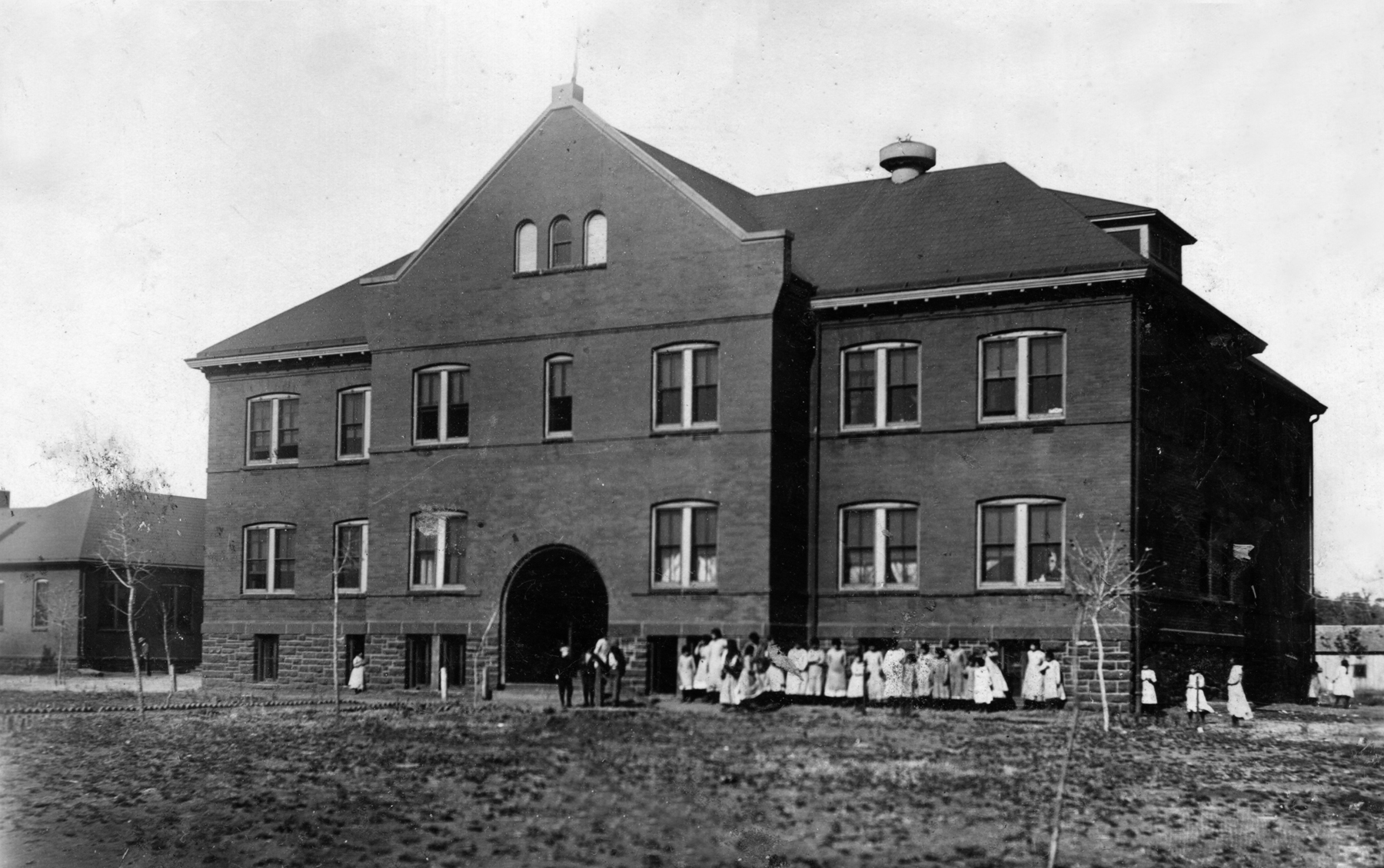 An old photo of the Riverside Indian School in Anadarko, Okla.