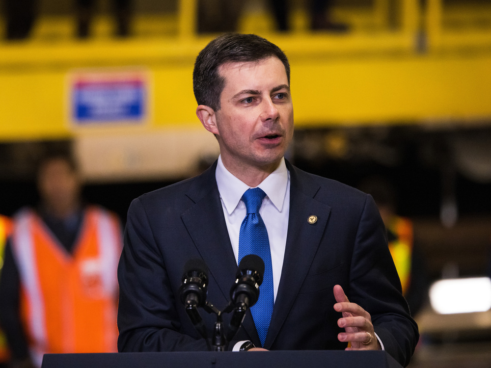 Transportation Secretary Pete Buttigieg is pictured on Jan. 31 in New York City. He's calling on Congress to give the DOT more ability to act. (Getty Images)