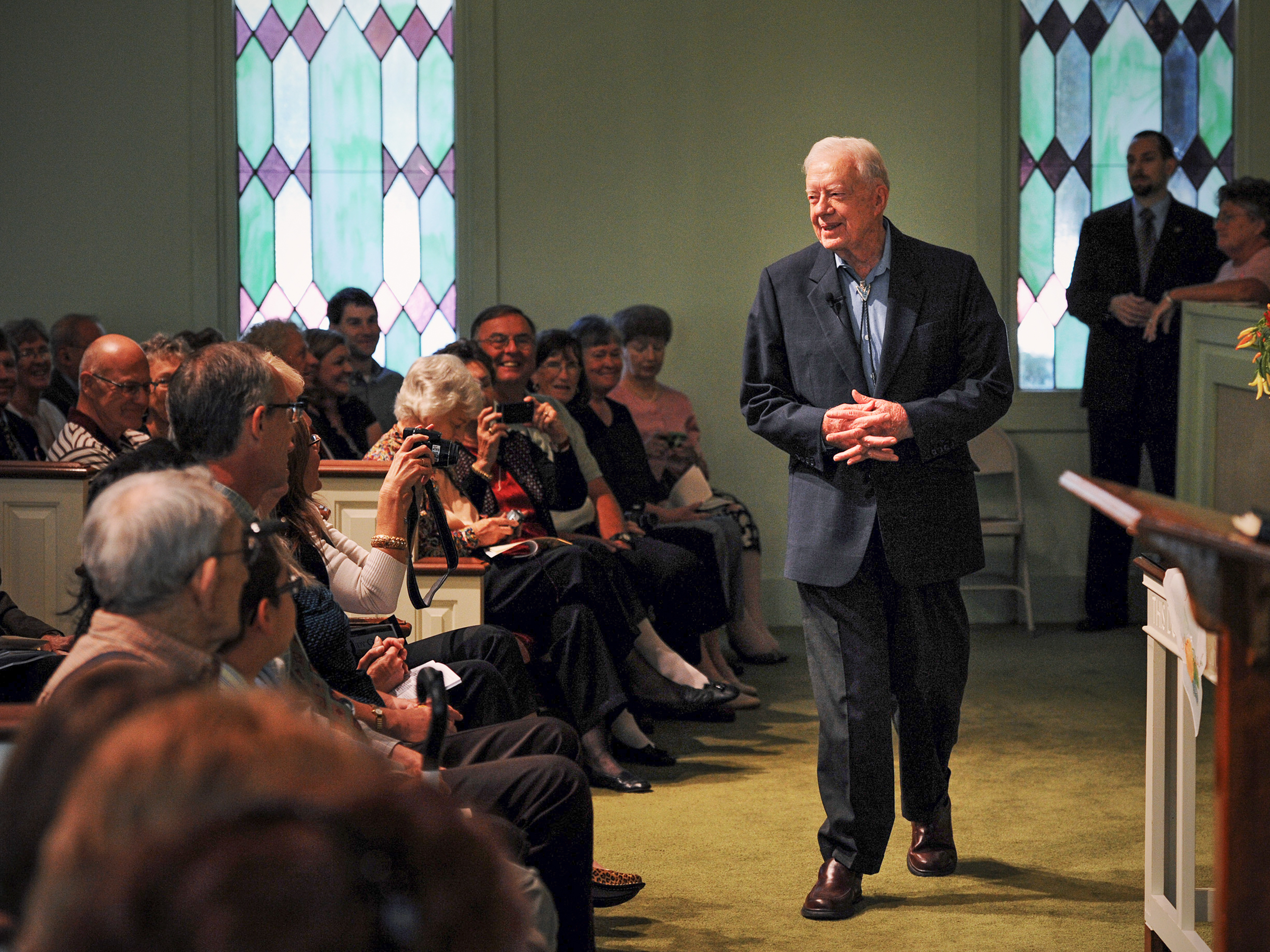 Jimmy Carter took on the awful Guinea worm when no one else would — and he triumphed 3 Former President Jimmy Carter greets worshippers at Maranatha Baptist church in Plains, Ga., on Oct. 10, 2010.