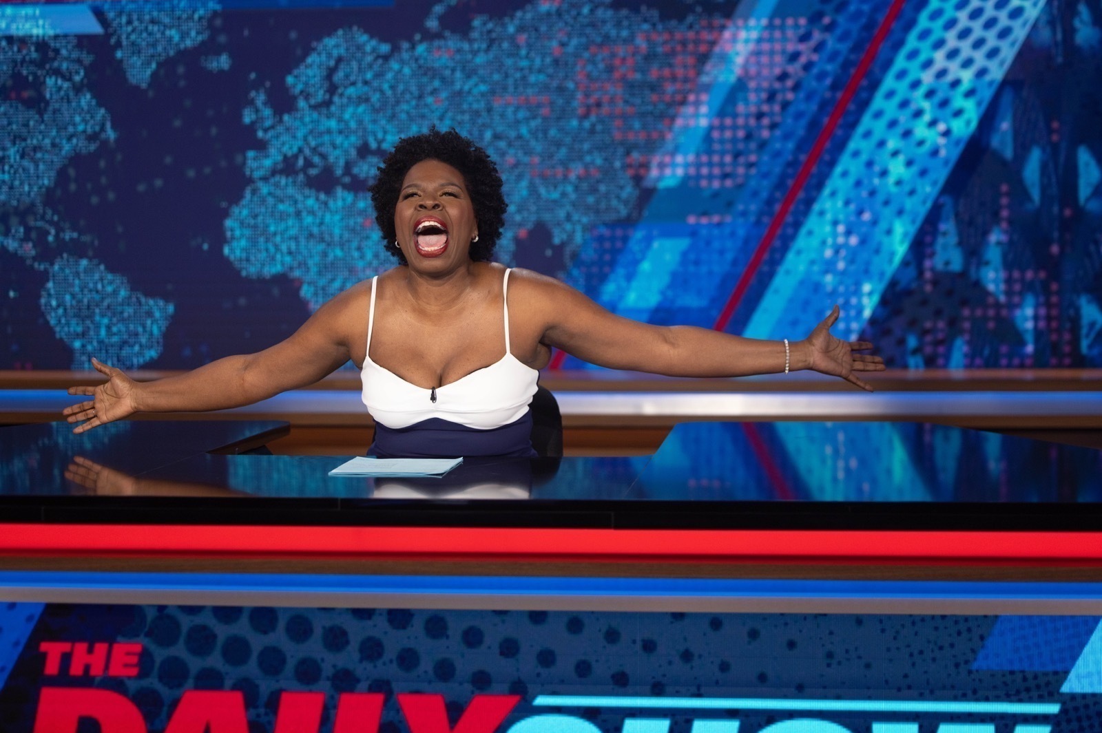 <em>Saturday Night Live</em> alum Leslie Jones was <em>The Daily Show'</em>s first guest host. She brought energy, enthusiasm and commitment to the gig. (The Daily Show/Comedy Central)