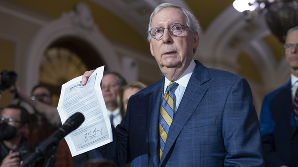 Senate Minority Leader Mitch McConnell, R-Ky., says he agrees with a letter by the Capitol Police chief as he speaks to reporters at the Capitol on Tuesday.