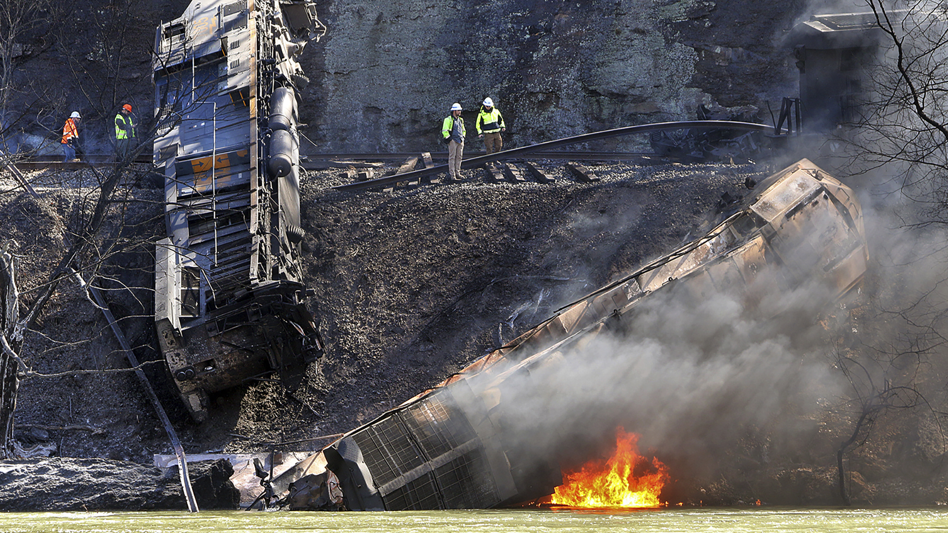 3 people are injured in a fiery West Virginia train derailment caused by a rockslide