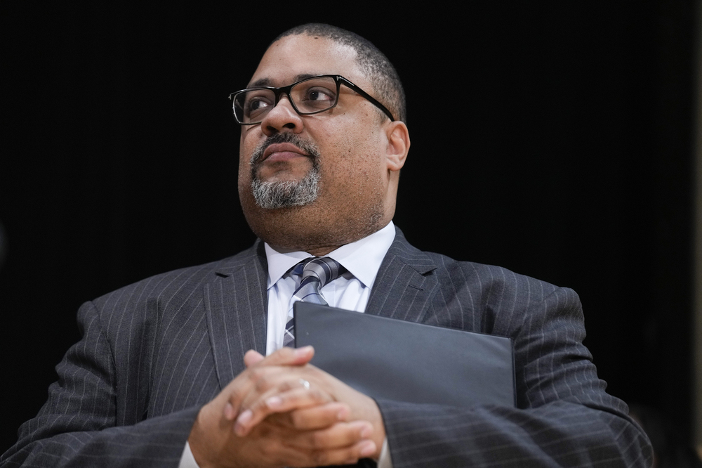 Manhattan District Attorney Alvin Bragg participates in a news conference in New York on Feb. 7, 2023. (AP)