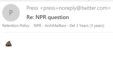 Twitter now auto-replies to press emails with a poop emoji : NPR