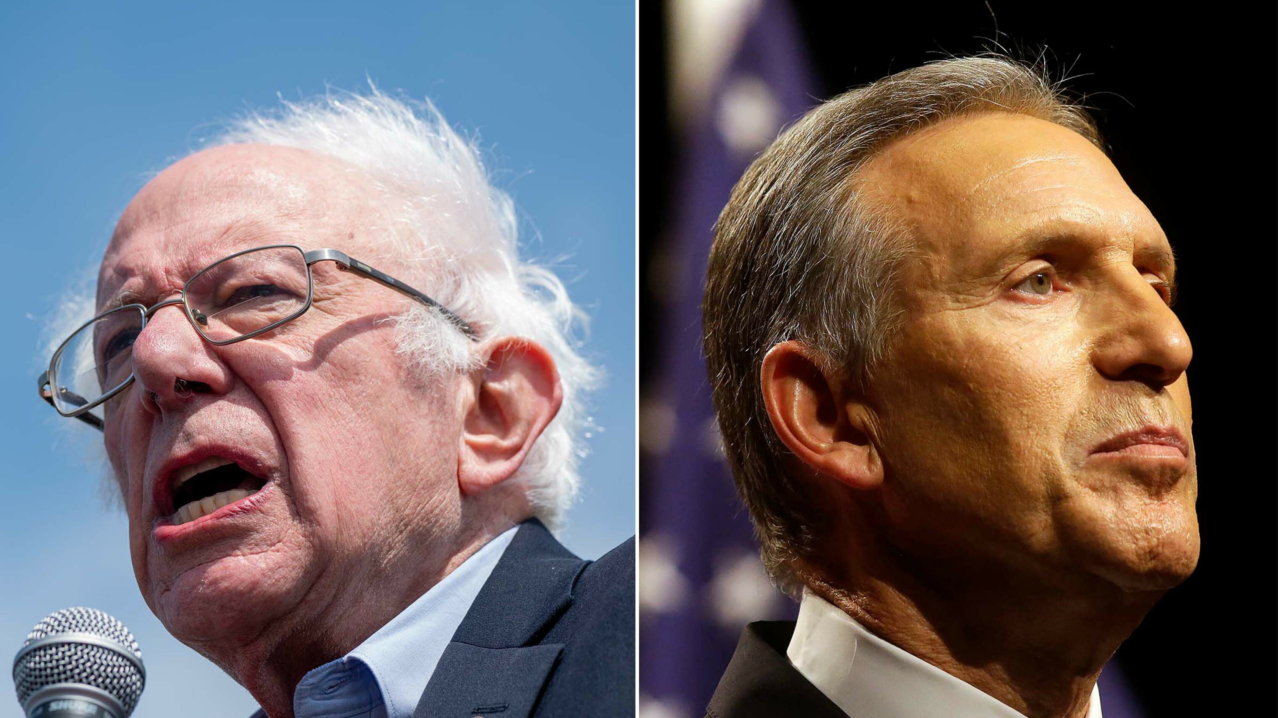 Sen. Bernie Sanders (left) will question Howard Schultz, who recently stepped down as Starbucks CEO, on the company's resistance to its workers unionizing.