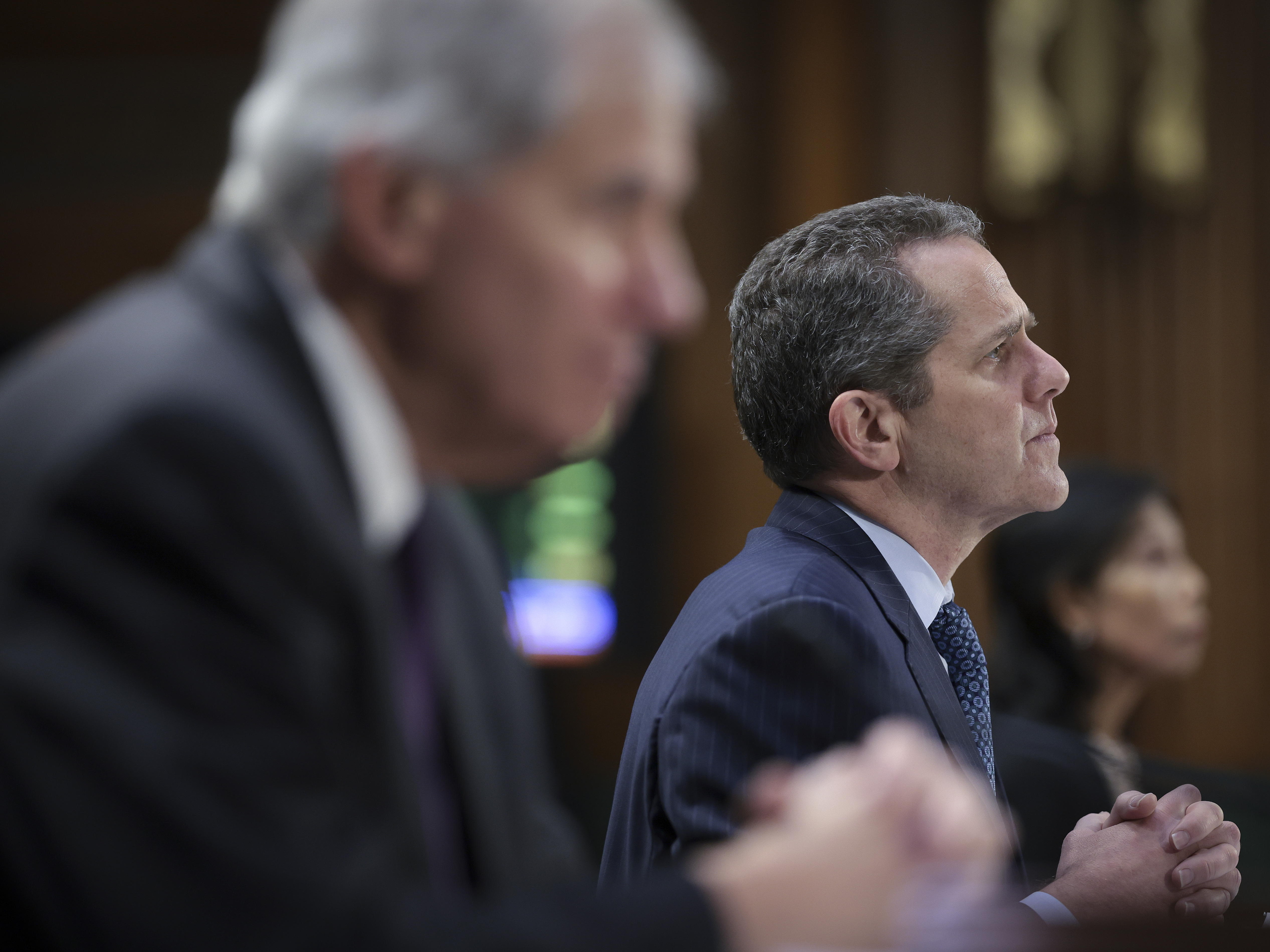 Federal Reserve Vice Chair for Supervision Michael S. Barr appears before the Senate Banking, Housing and Urban Affairs Committee in Washington, D.C., on March 28, 2023. The collapse of Silicon Valley Bank has sparked scrutiny from lawmakers who want to know what went wrong and whether regulators did enough to oversee the lender. (Getty Images)