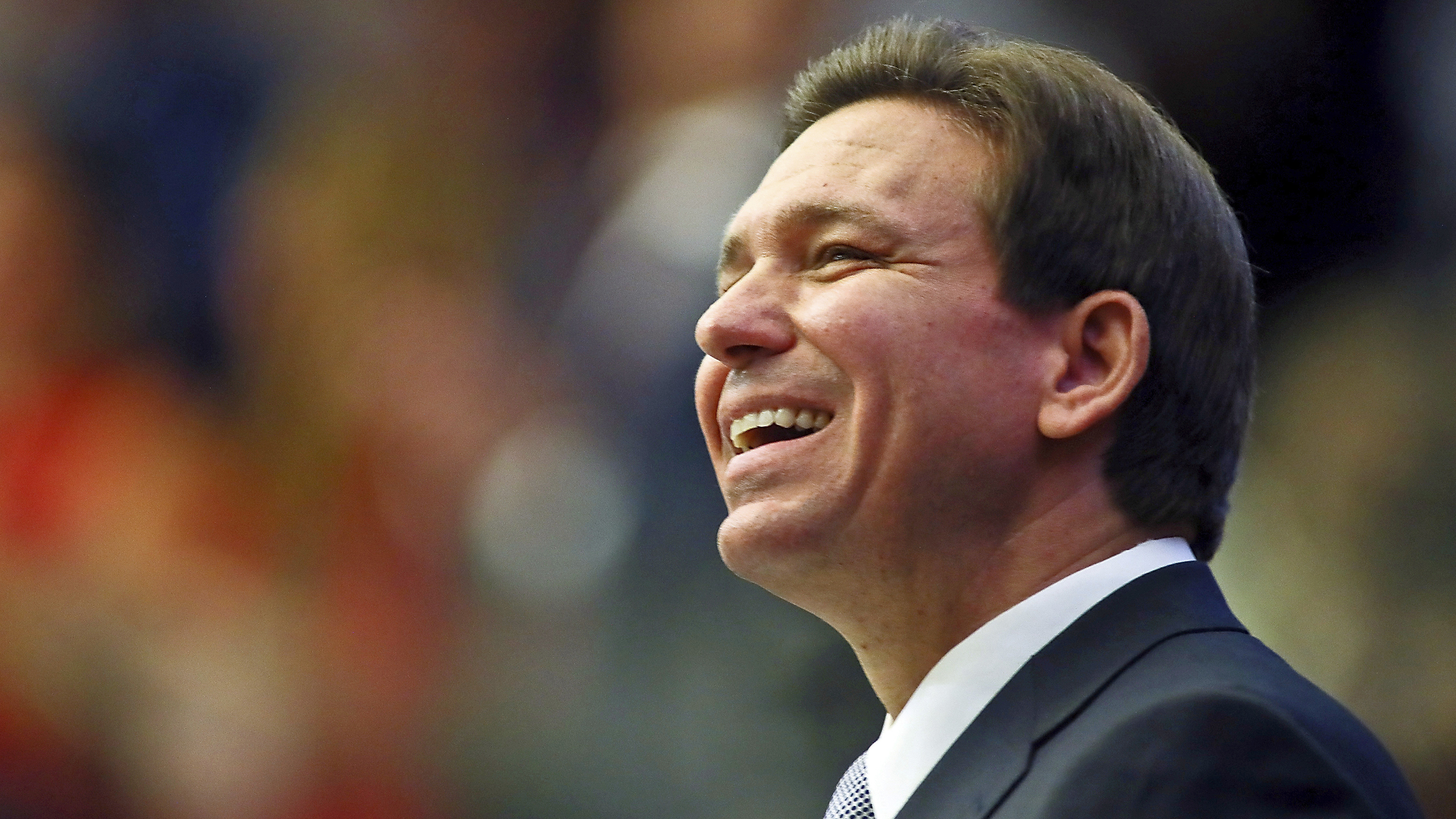 Florida Gov. Ron DeSantis smiles as he ends his State of the State address during a joint session of the Senate and House of Representatives on March 7in Tallahassee, Fla.