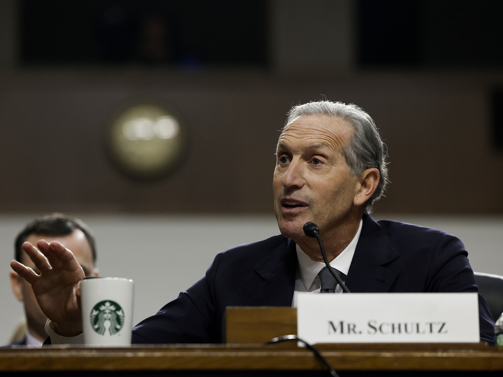 Former Starbucks CEO Howard Schultz testifies before the Senate Health, Education, Labor, and Pensions Committee on Capitol Hill on March 29, 2023 (Getty Images)