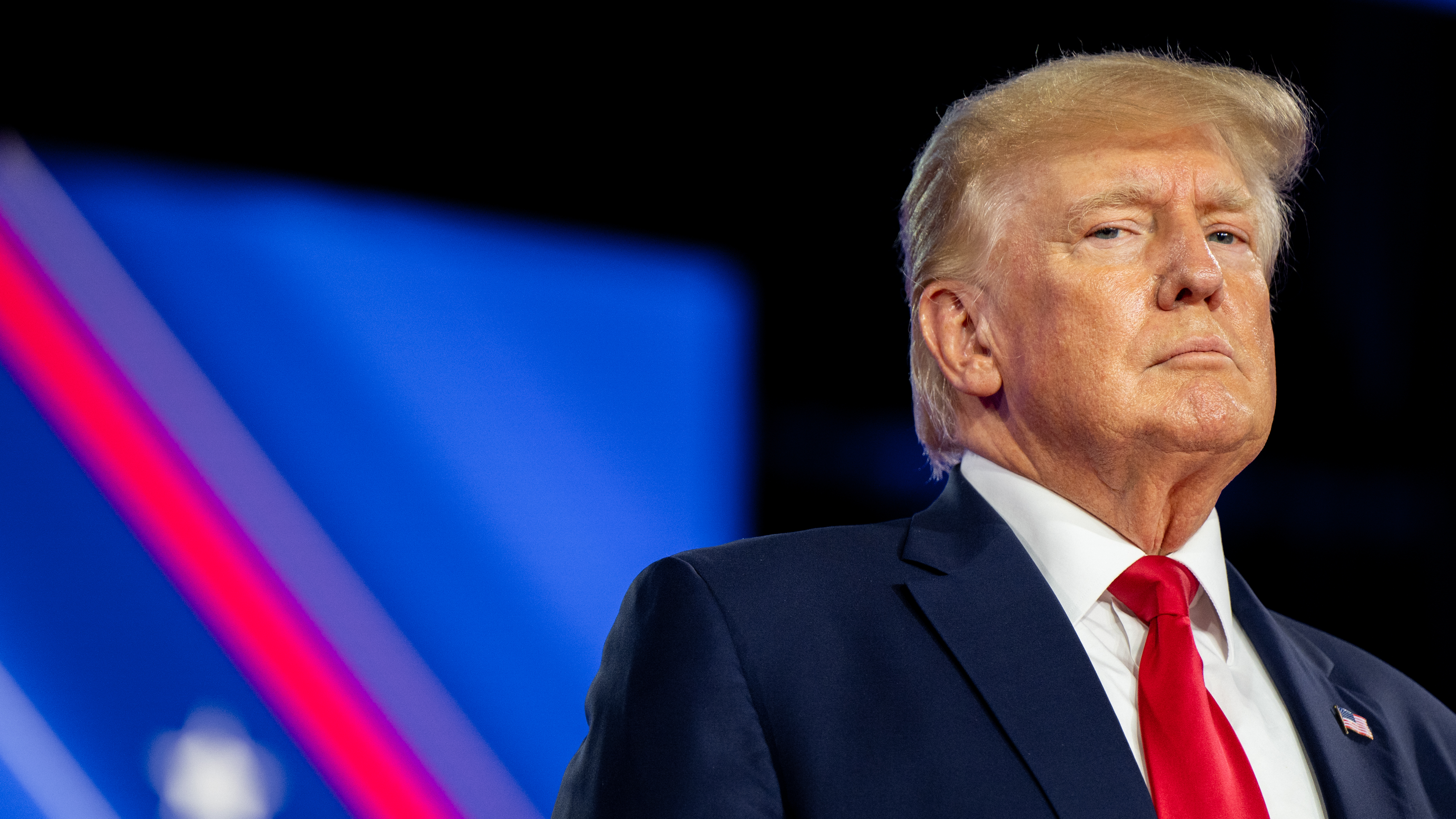 Former president Donald Trump, pictured here at the Conservative Political Action Conference in August, was indicted by a Manhattan grand jury on Thursday.