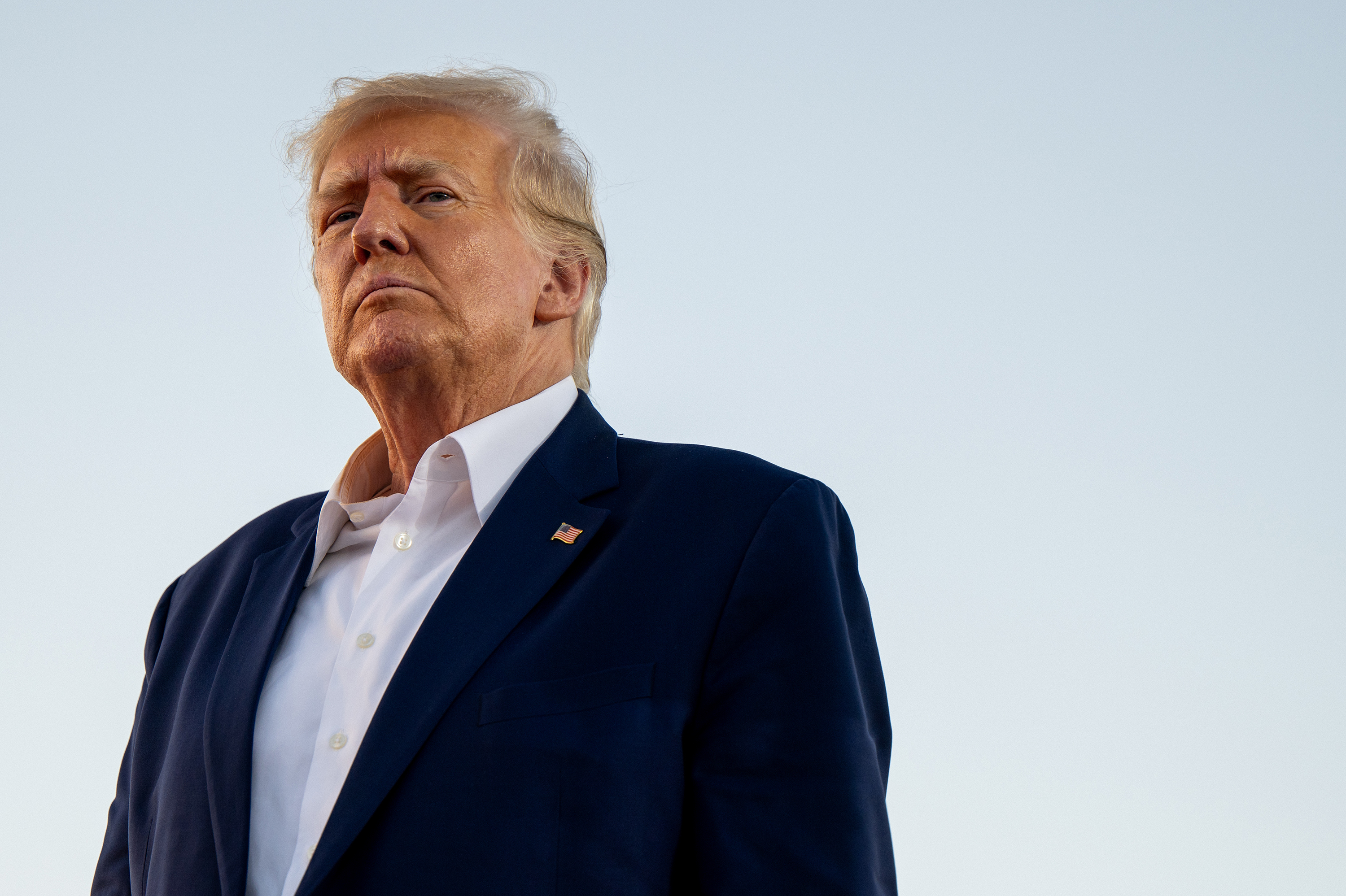 Former U.S. President Donald Trump looks on during a rally at the Waco Regional Airport on March 25, 2023 in Waco, Texas. (Getty Images)