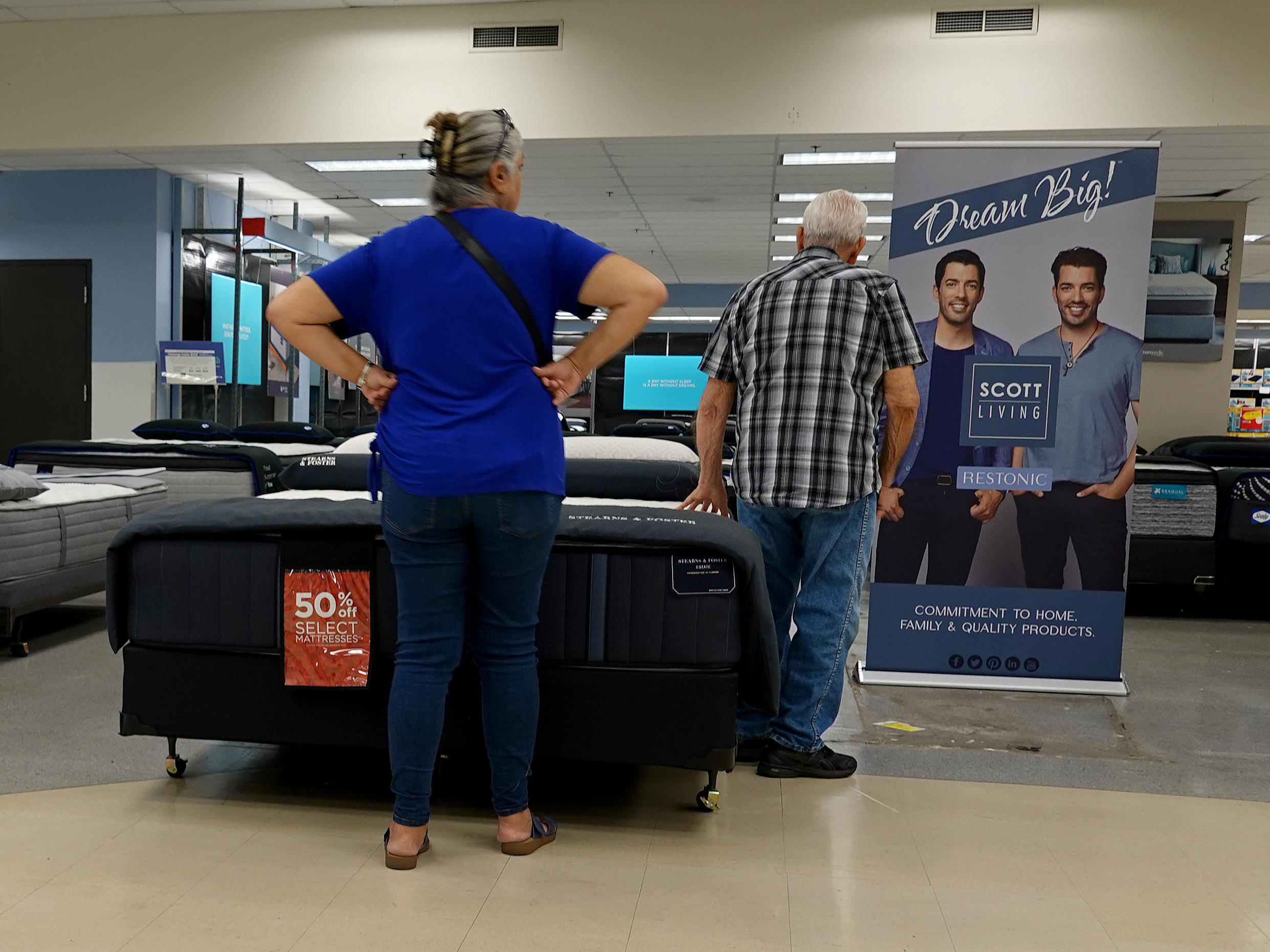 Shoppers look over mattresses at a store in Miami on March 14, 2023. (Getty Images)