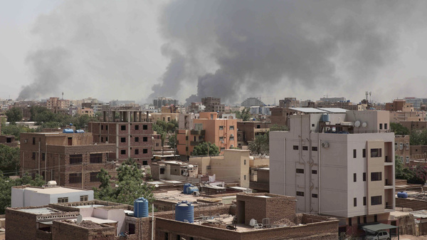 Smoke is seen rising from Khartoum