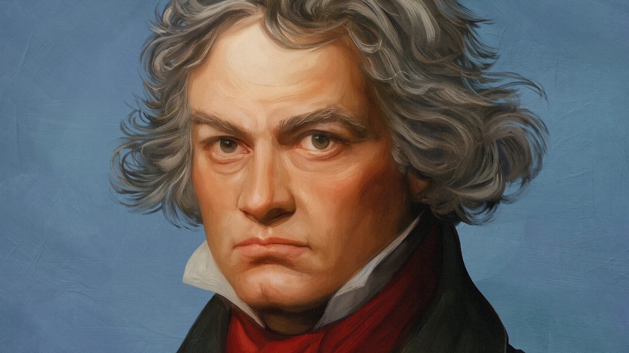 The "digital portrait" of Ludwig van Beethoven that appears in the new Apple Classical streaming app.
