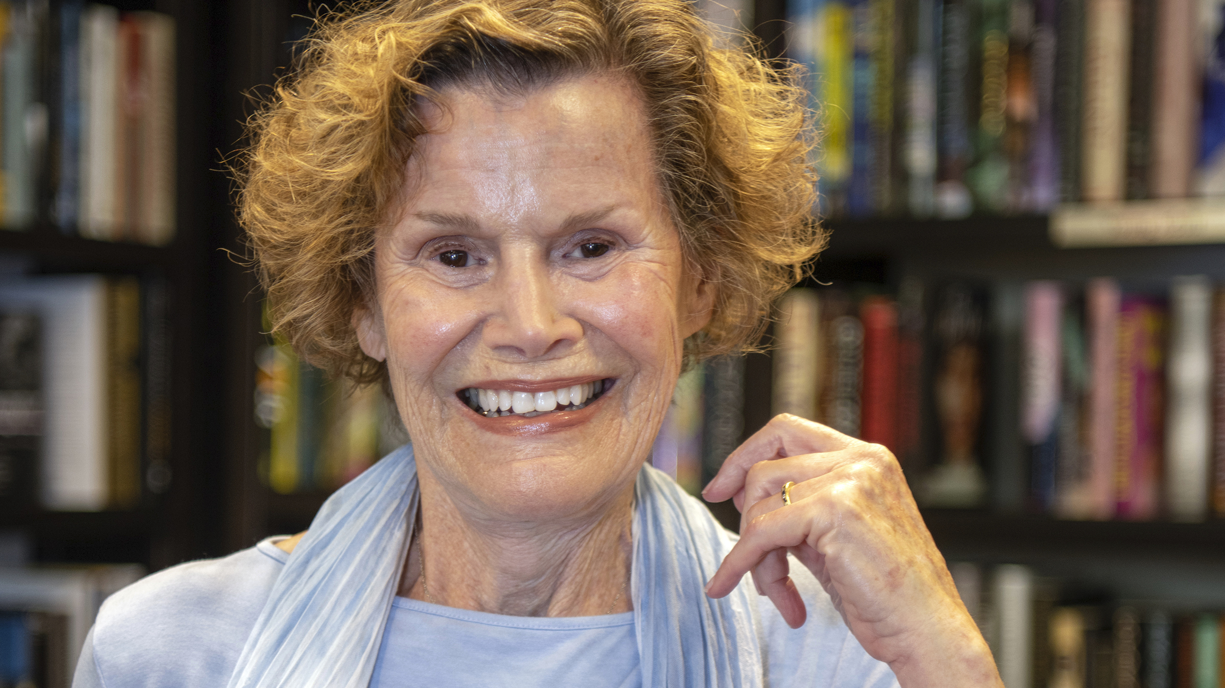 Writer Judy Blume poses for a portrait at Books and Books, her non-profit bookstore in Key West, Fla., on March 26.