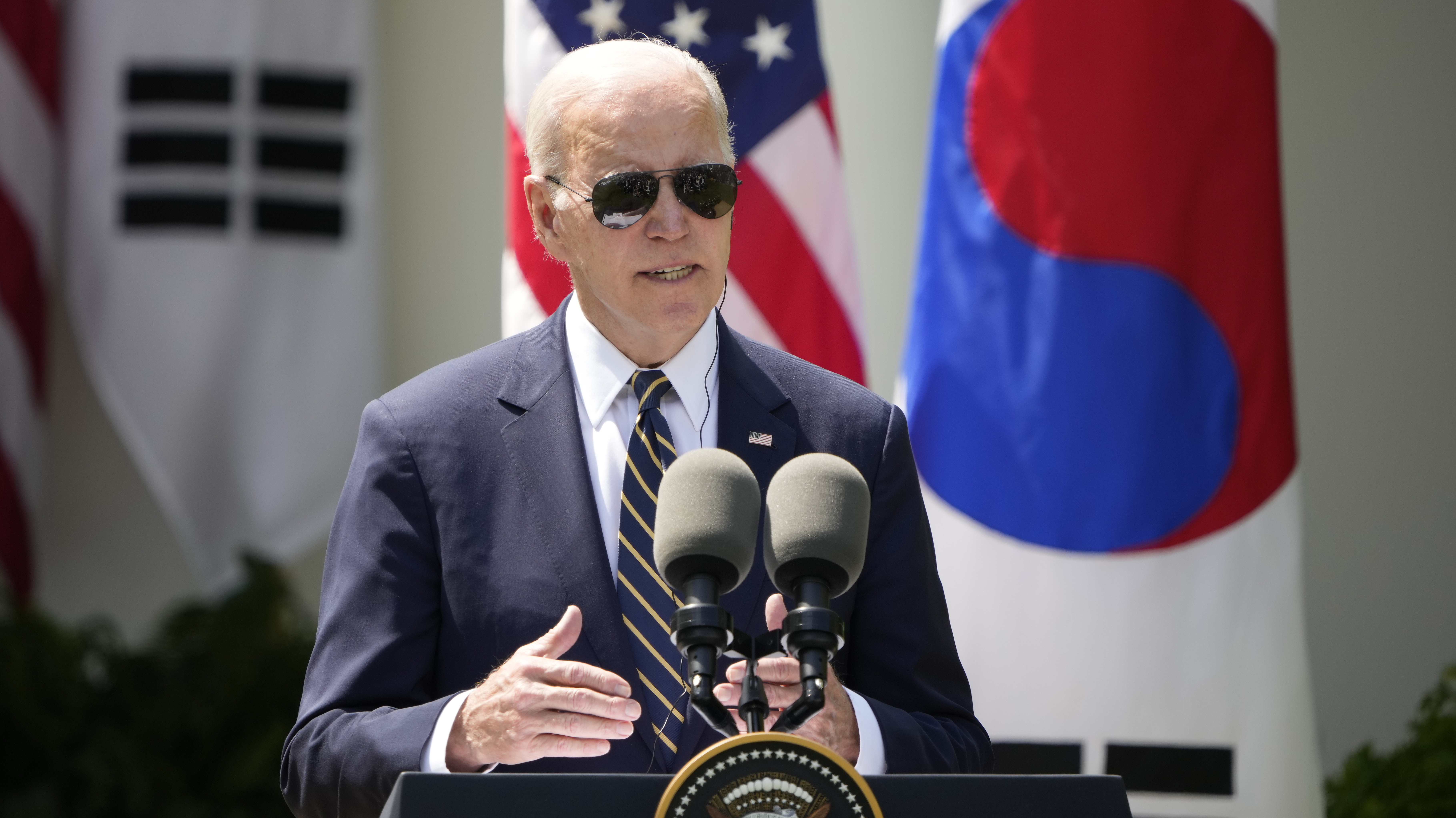 President Biden responded to questions about his age during a press conference at the White House Rose Garden on Wednesday. The president would be 86 by the end of a second term. (Getty Images)