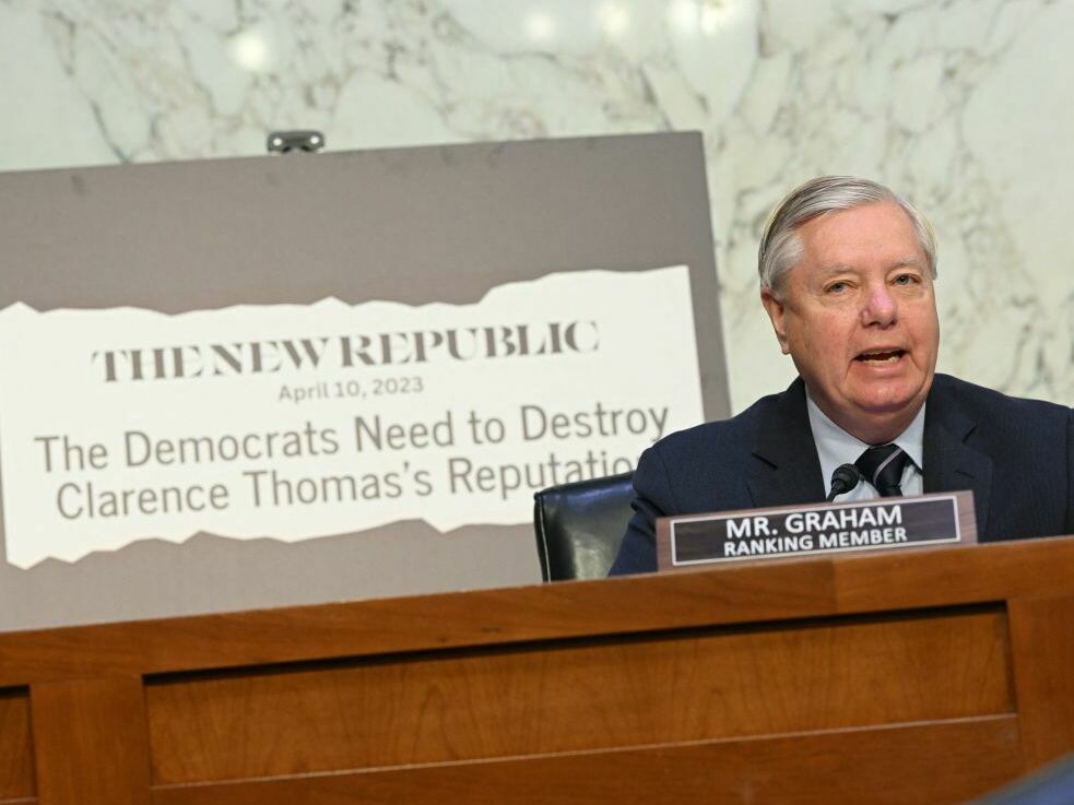 Sen. Lindsey Graham, R-S.C., was among the Republican on the Senate Judiciary Committee who viewed Tuesday's hearing on Supreme Court ethics as an attack on the new conservative Supreme Court supermajority, an attack by Democrats, aided and abetted by the media. (AFP via Getty Images)