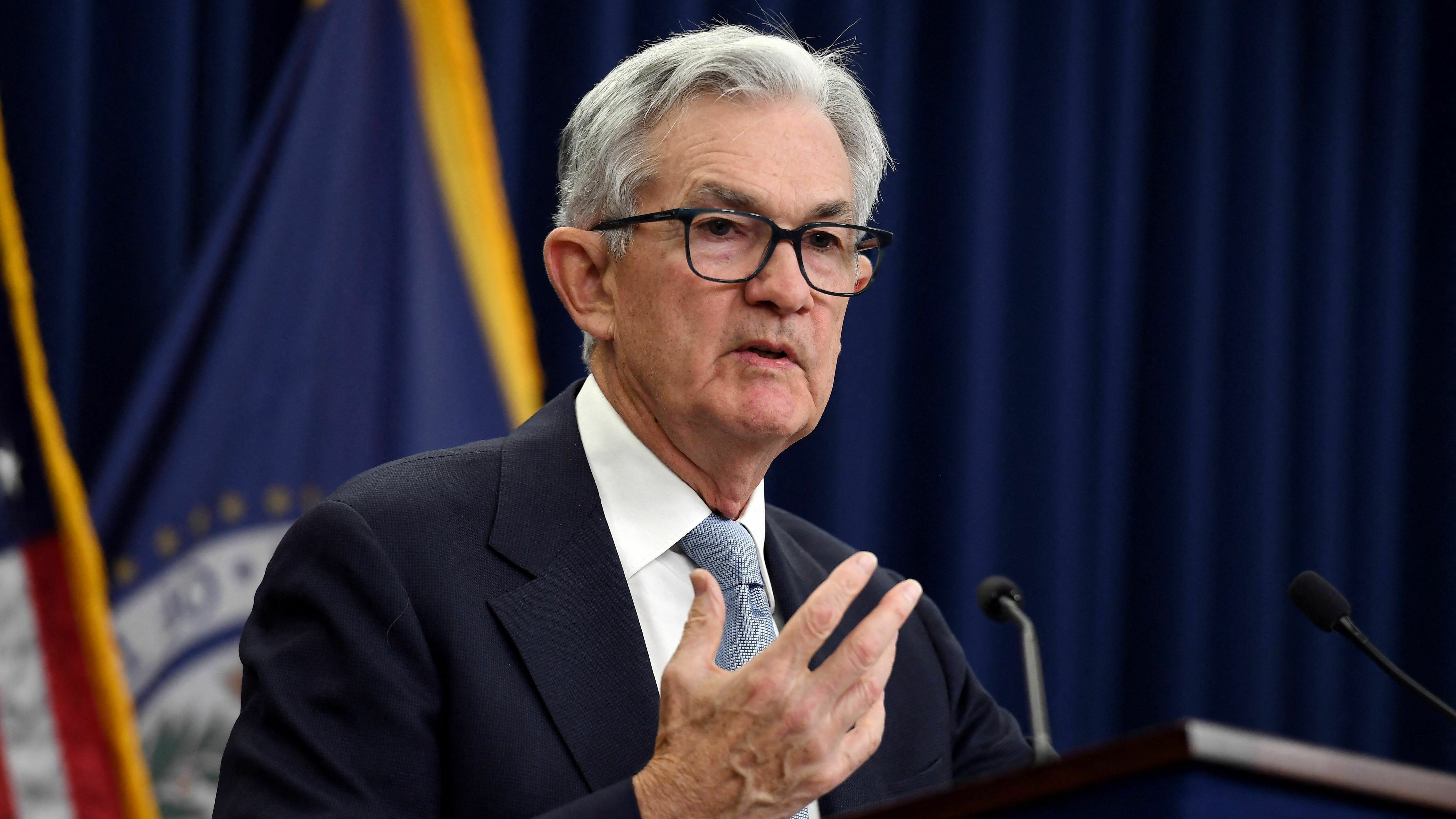Federal Reserve Chair Jerome Powell speaks during a news conference at the Federal Reserve in Washington, D.C, on March 22, 2023.