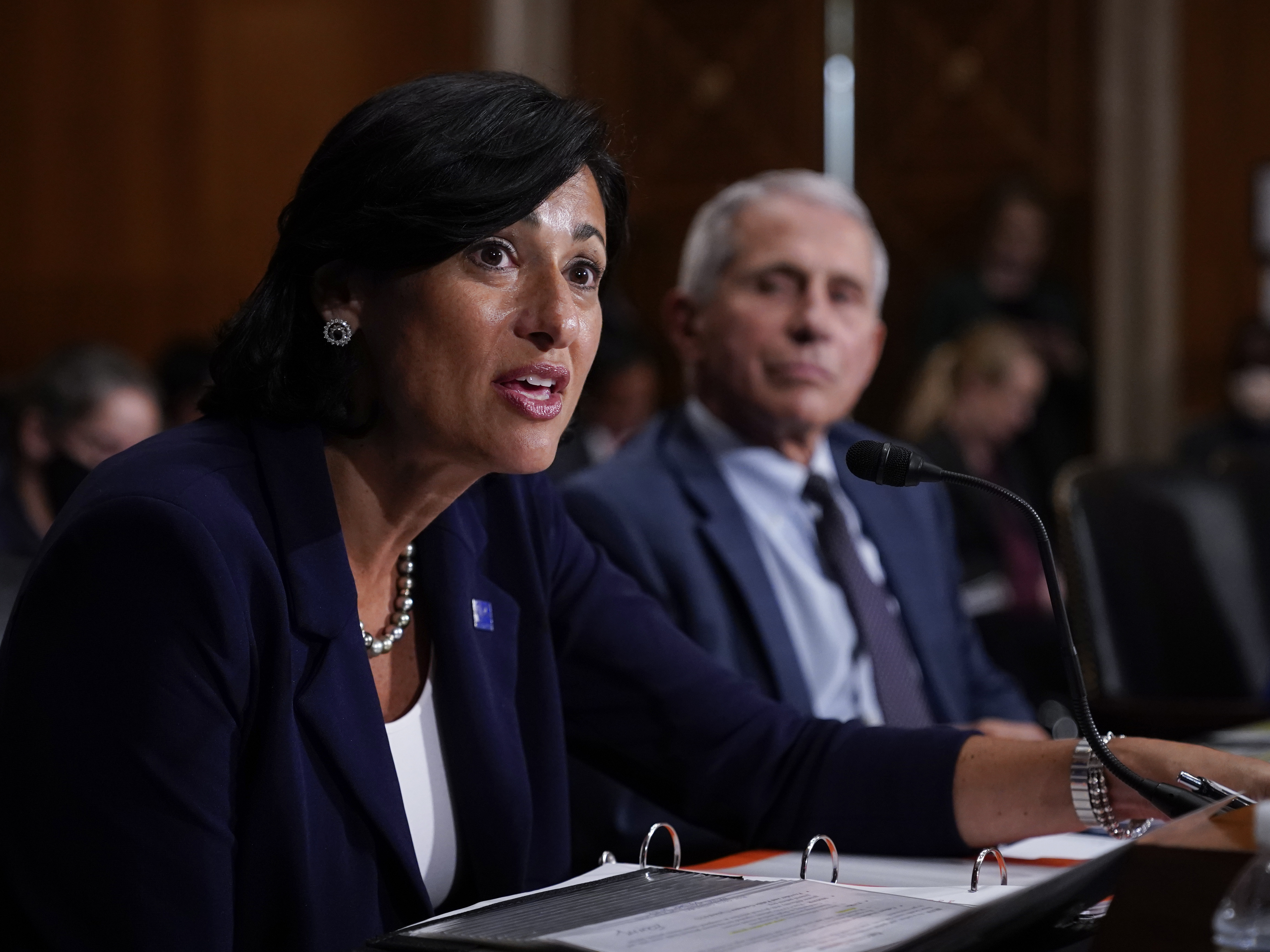 Dr. Rochelle Walensky is leaving her post leading the Centers for Disease Control and Prevention, citing progress in the battle with COVID-19. (Pool / Getty Images)
