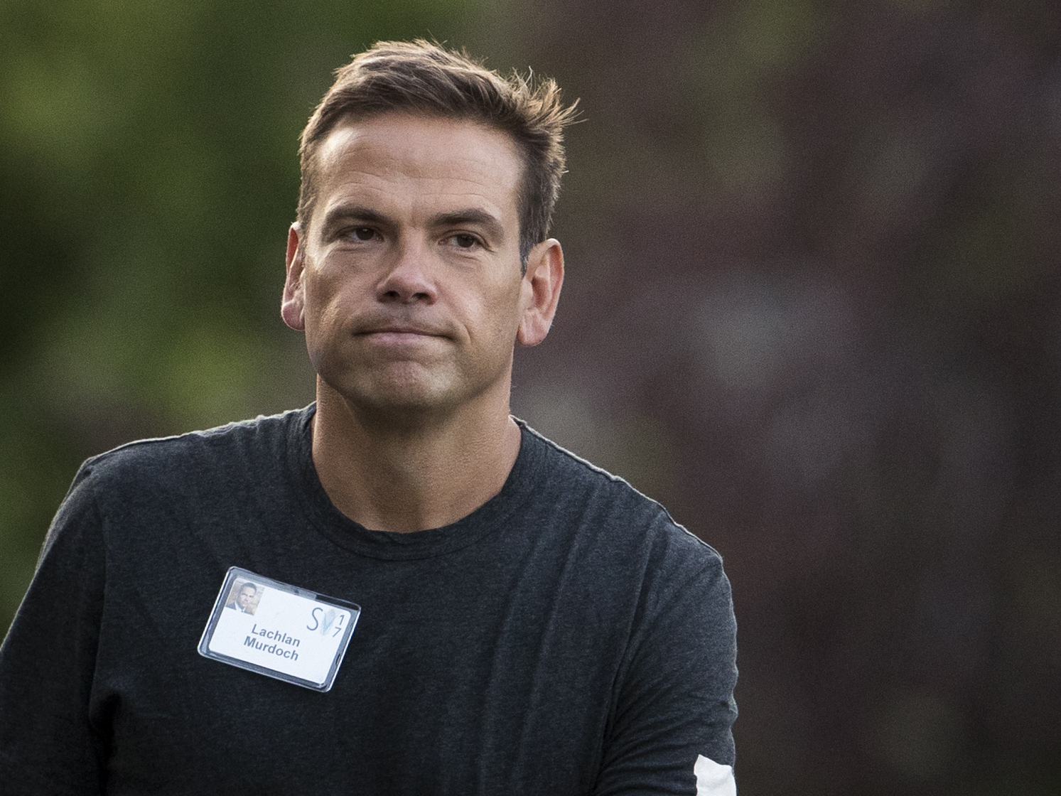 Fox Corp. executive chairman and CEO Lachlan Murdoch did not apologize for Fox News' broadcasts of false claims of election fraud that led to its $787.5 million settlement with Dominion Voting Systems when he addressed investors on Tuesday. He's shown here at a Sun Valley, Idaho, conference in 2017. (Getty Images)