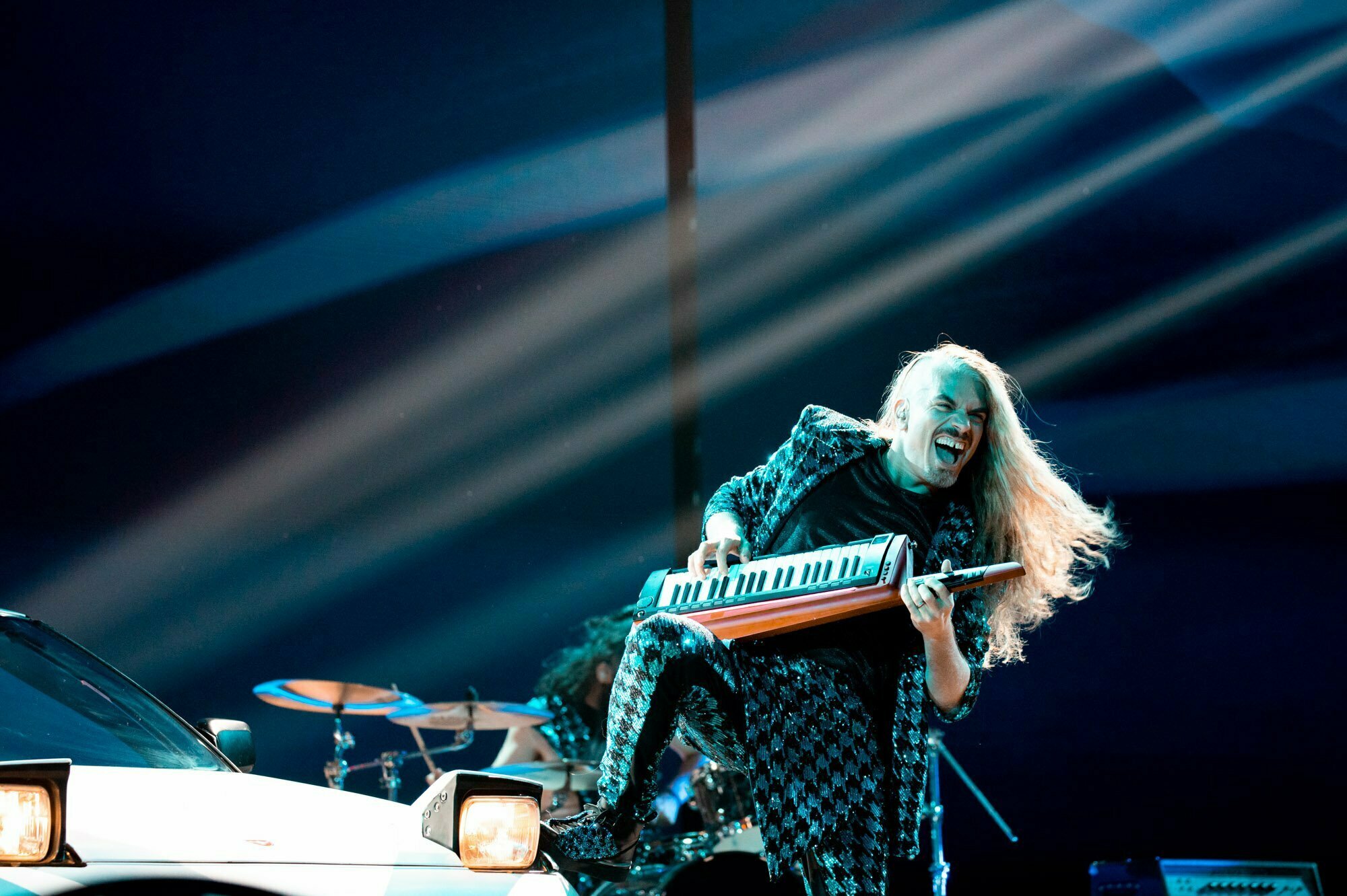 Voyager's Daniel Estrin rehearses &quot;Promise&quot; for the 2023 Eurovision Song Contest. (EBU)