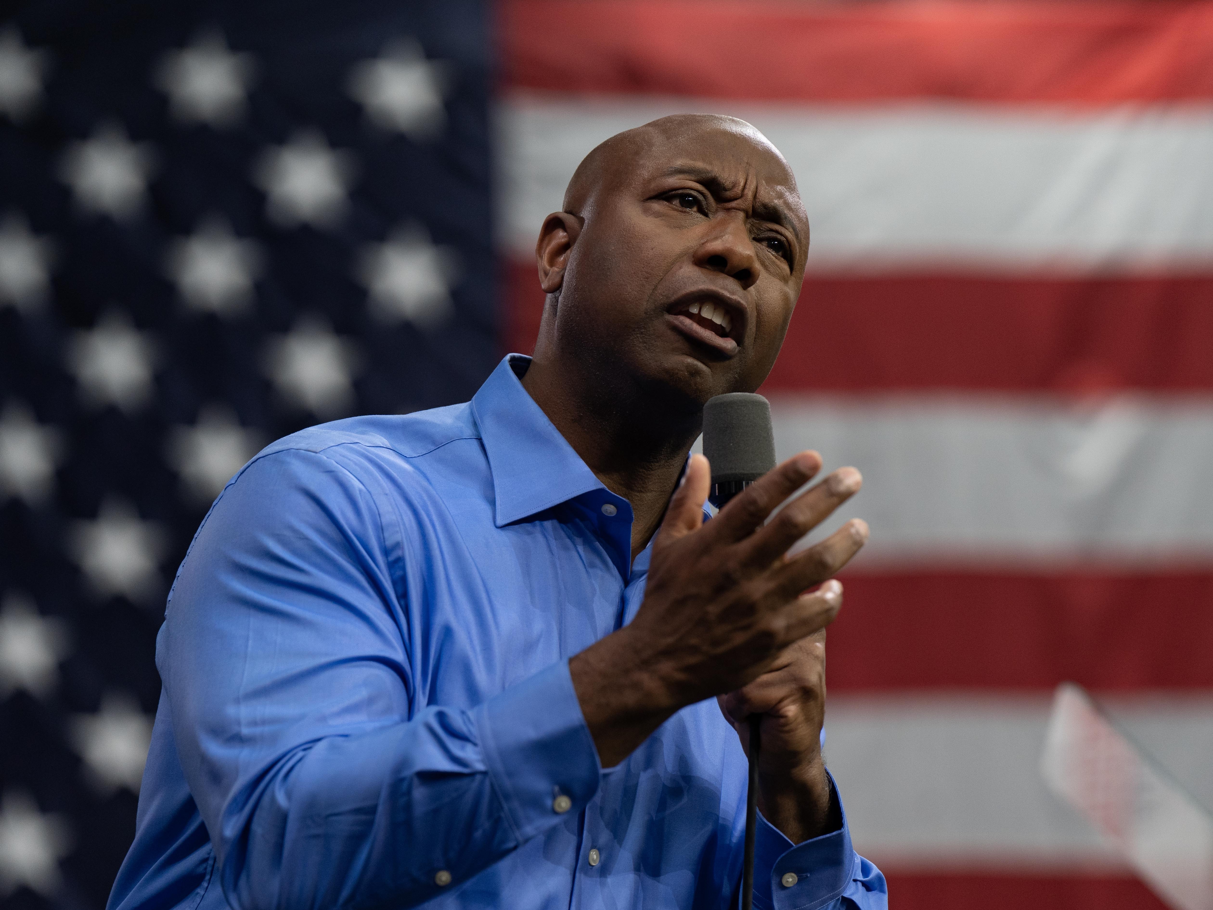 U.S. Senator Tim Scott (R-S.C.) announces his run for the 2024 Republican presidential nomination at a campaign event on May 22, 2023 in North Charleston, South Carolina. Scott, who is the ranking member of the Senate Banking, Housing, and Urban Affairs Committee, joins 5 other Republicans currently running in the 2024 Presidential race. (Getty Images)